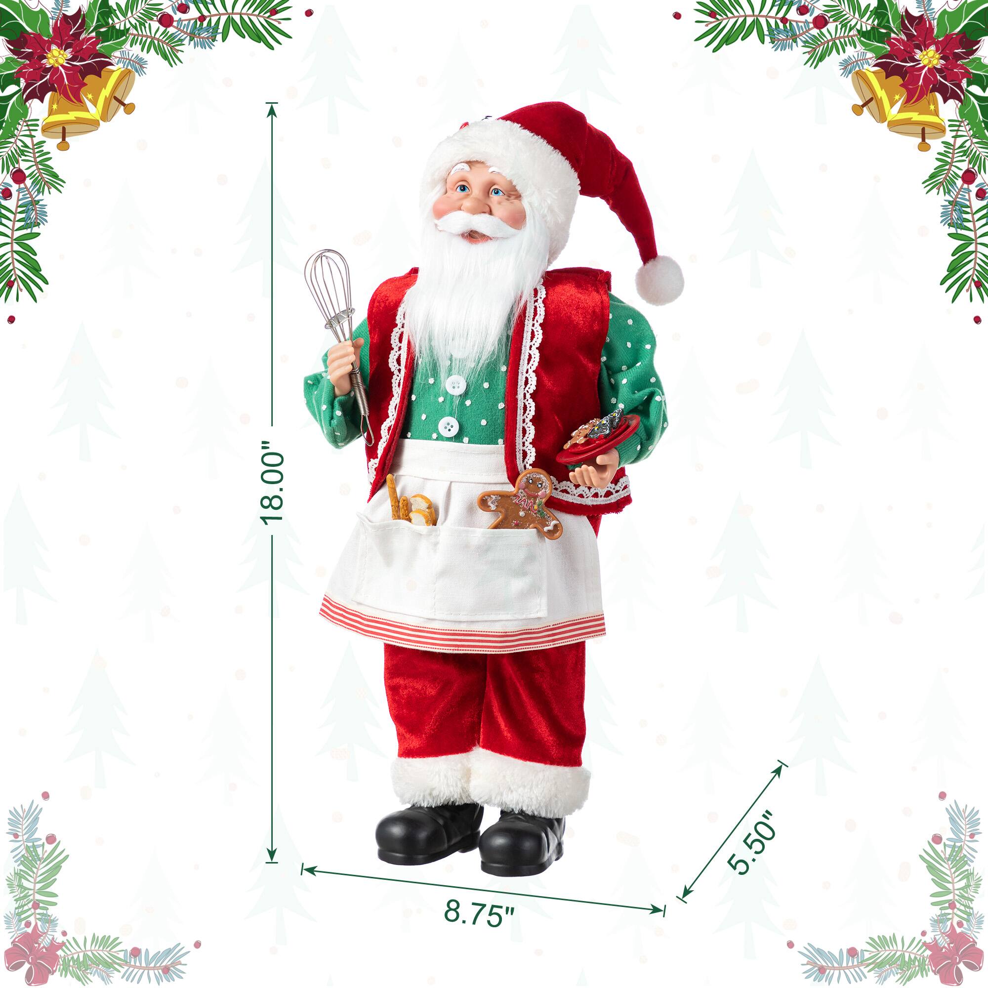 Glitzhome&#xAE; 18&#x22;H Faux Fur Christmas Chef Santa Figurine