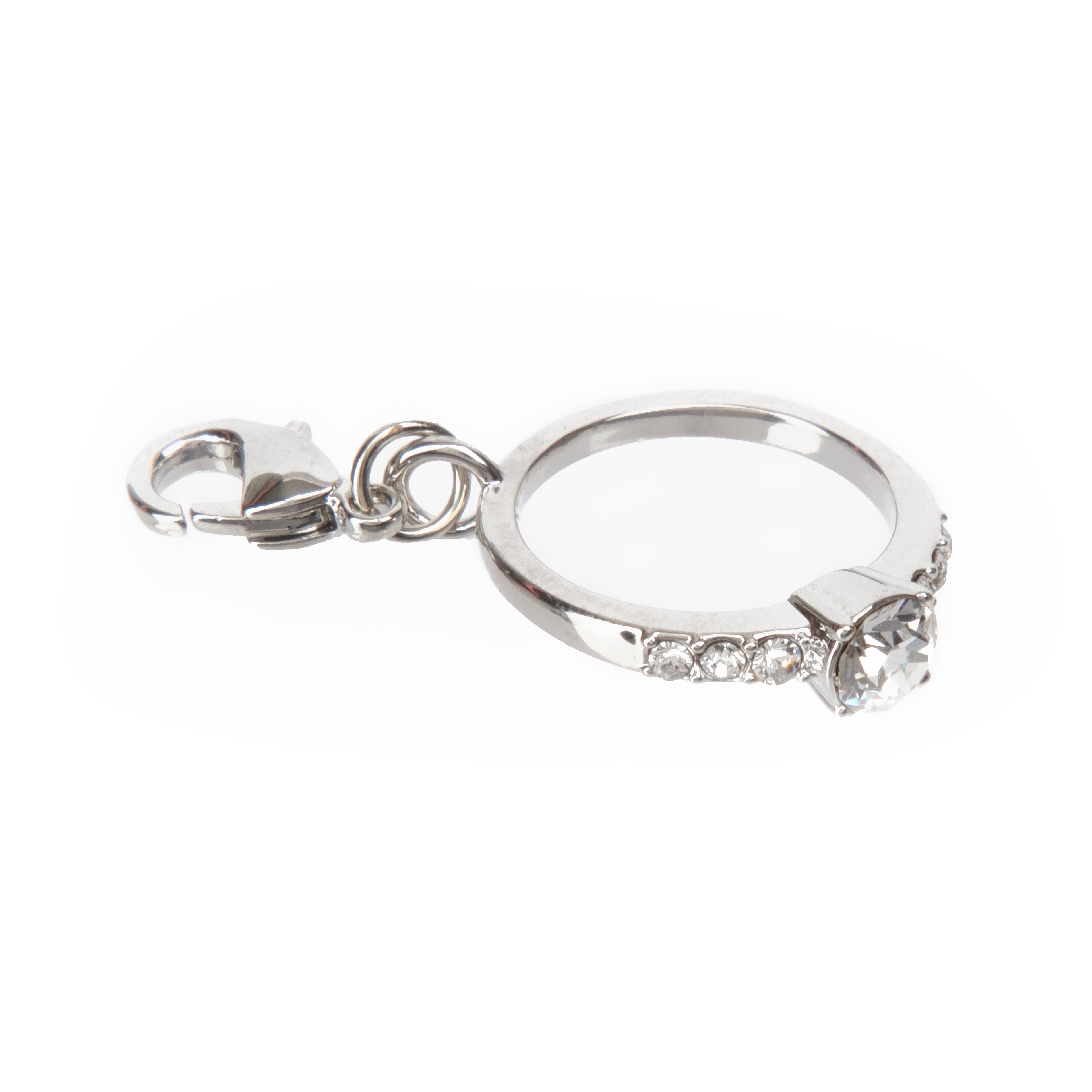 12 Pack: Austrian Crystal Rhodium Ring Charm by Bead Landing™