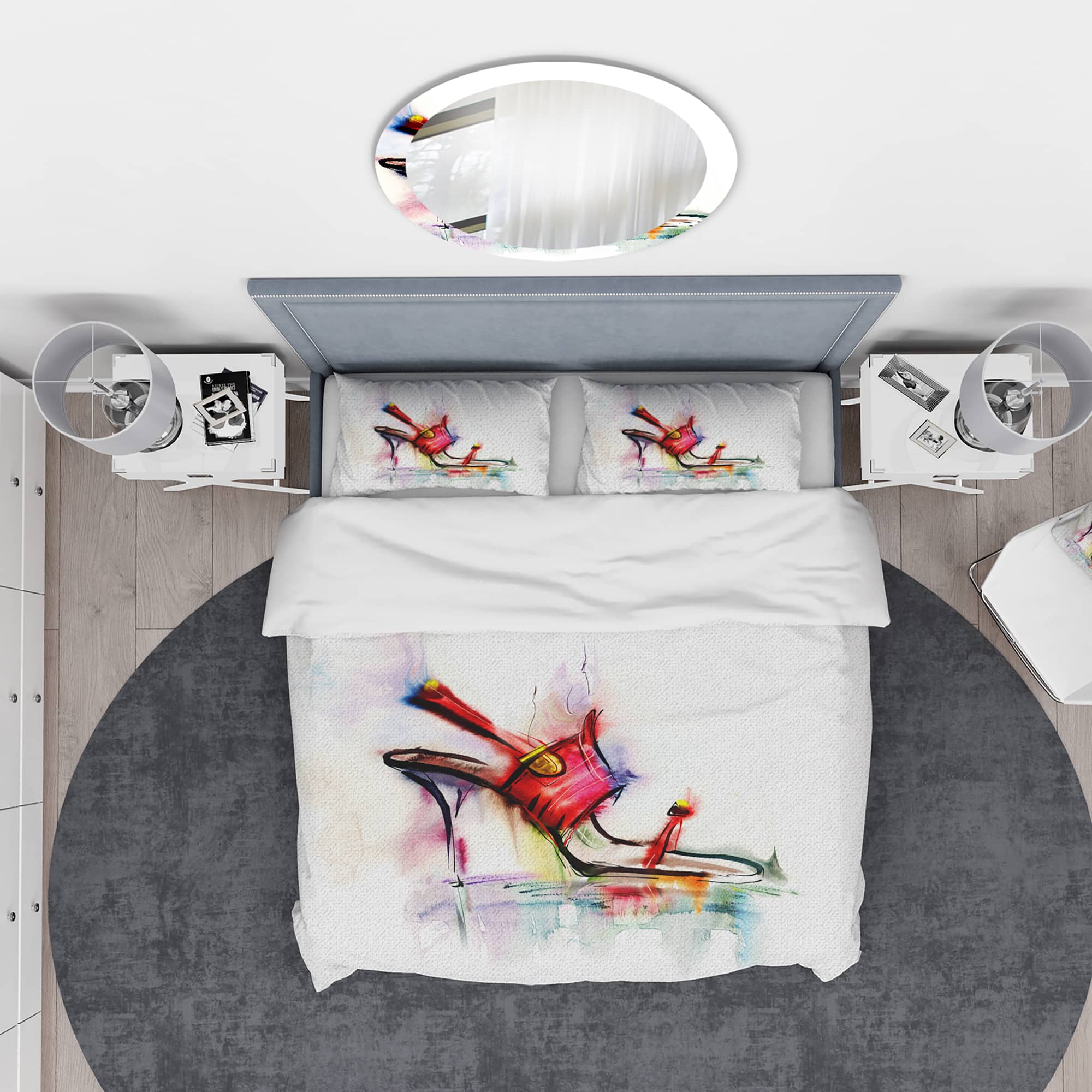 Designart &#x27;Red High Heel Shoe&#x27; Abstract Bedding Set - Duvet Cover &#x26; Shams