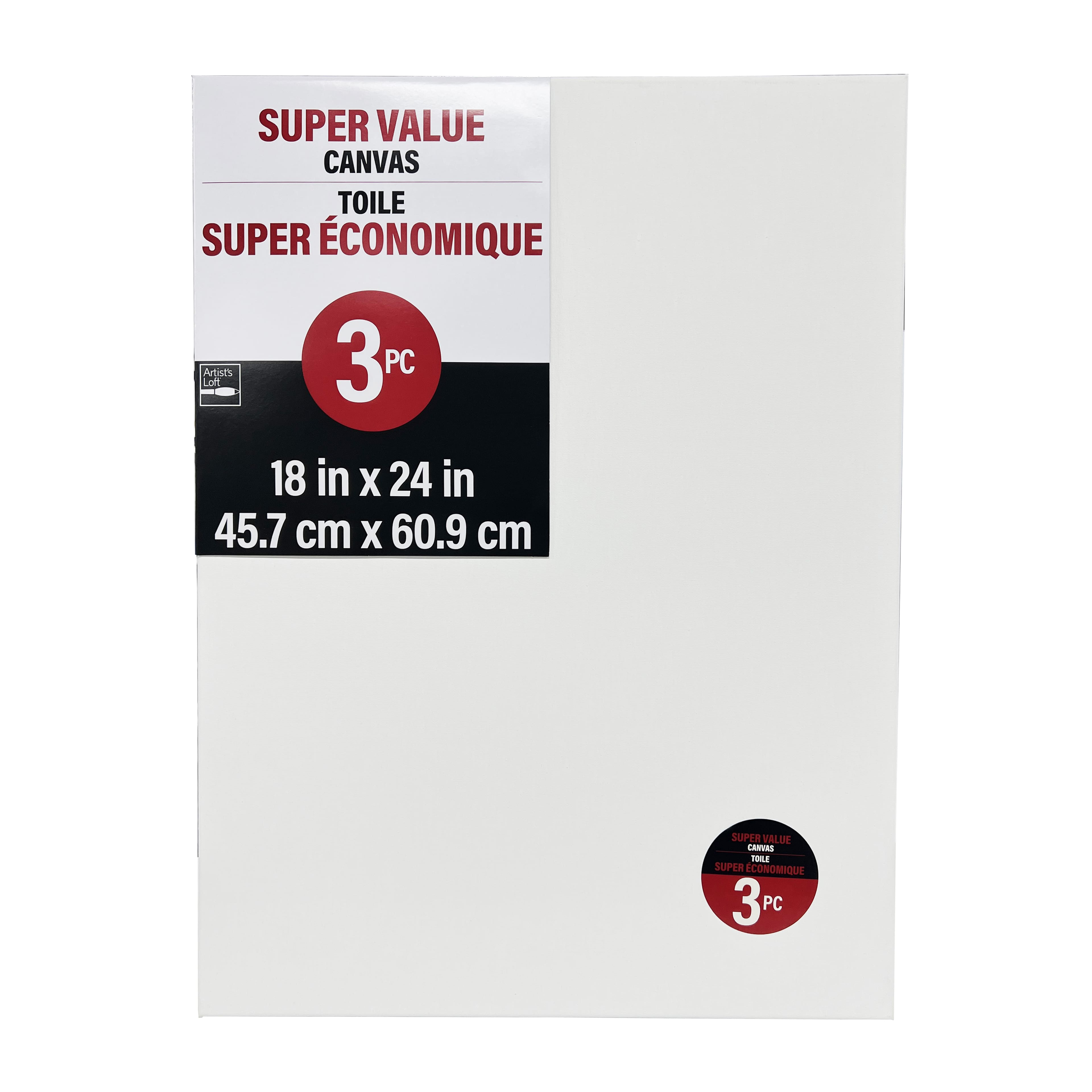 4 Packs: 3 ct. (12 total) 18" x 24" Super Value Canvas by Artist's Loft®