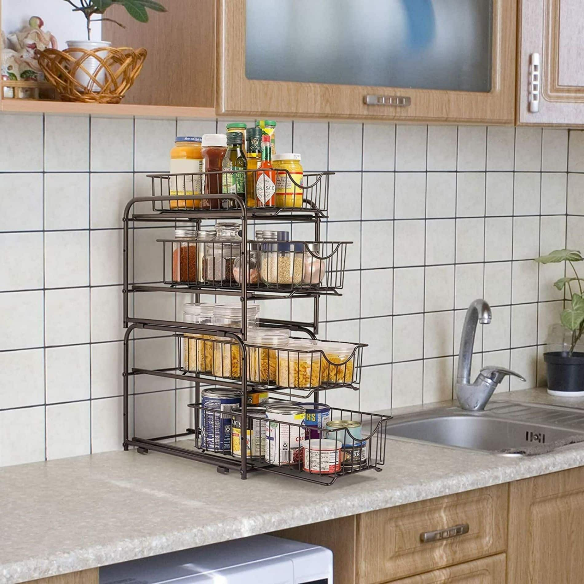 2-Tier Stackable Sliding Basket Cabinet Organizers, 2ct.