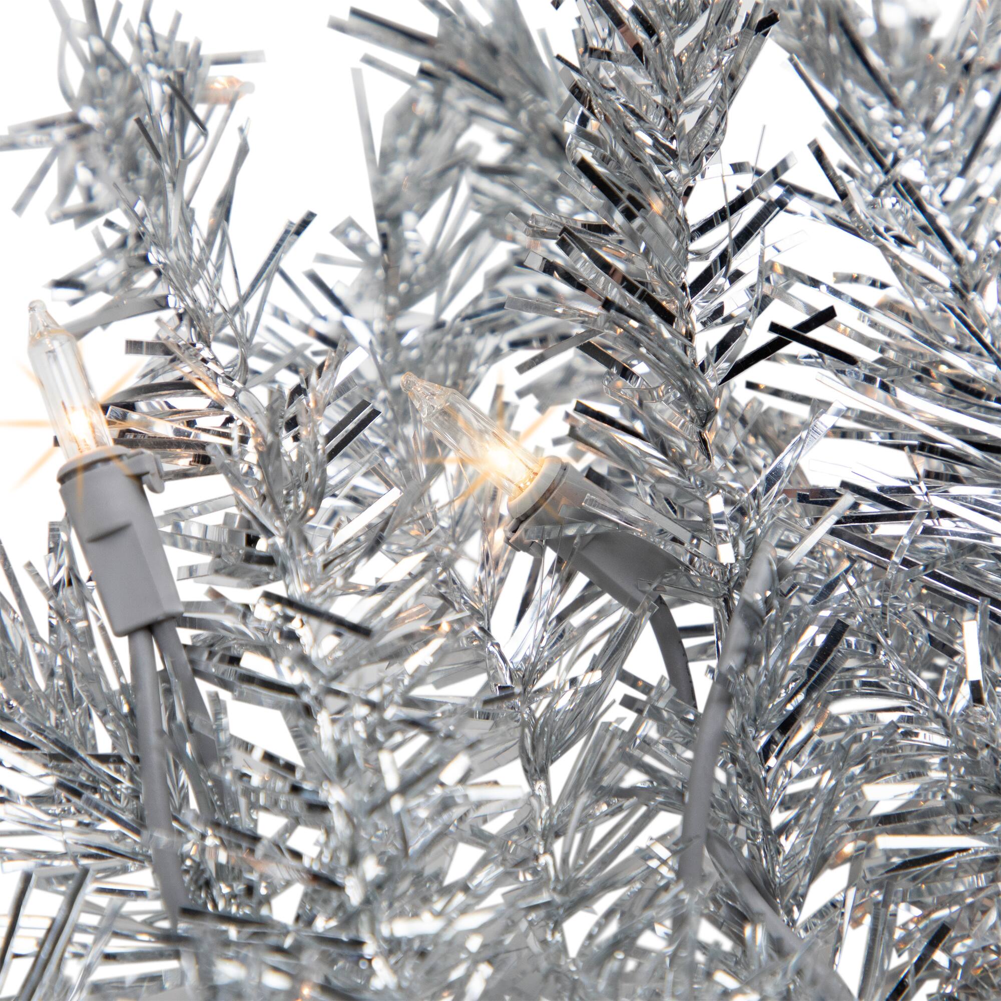 9ft. Pre-Lit Silver Tinsel Christmas Garland