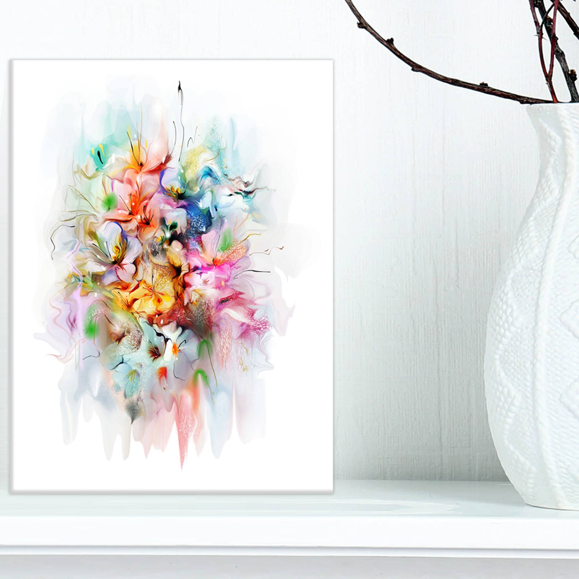 Designart - Bunch of Watercolor Flowers - Floral Canvas Art Print