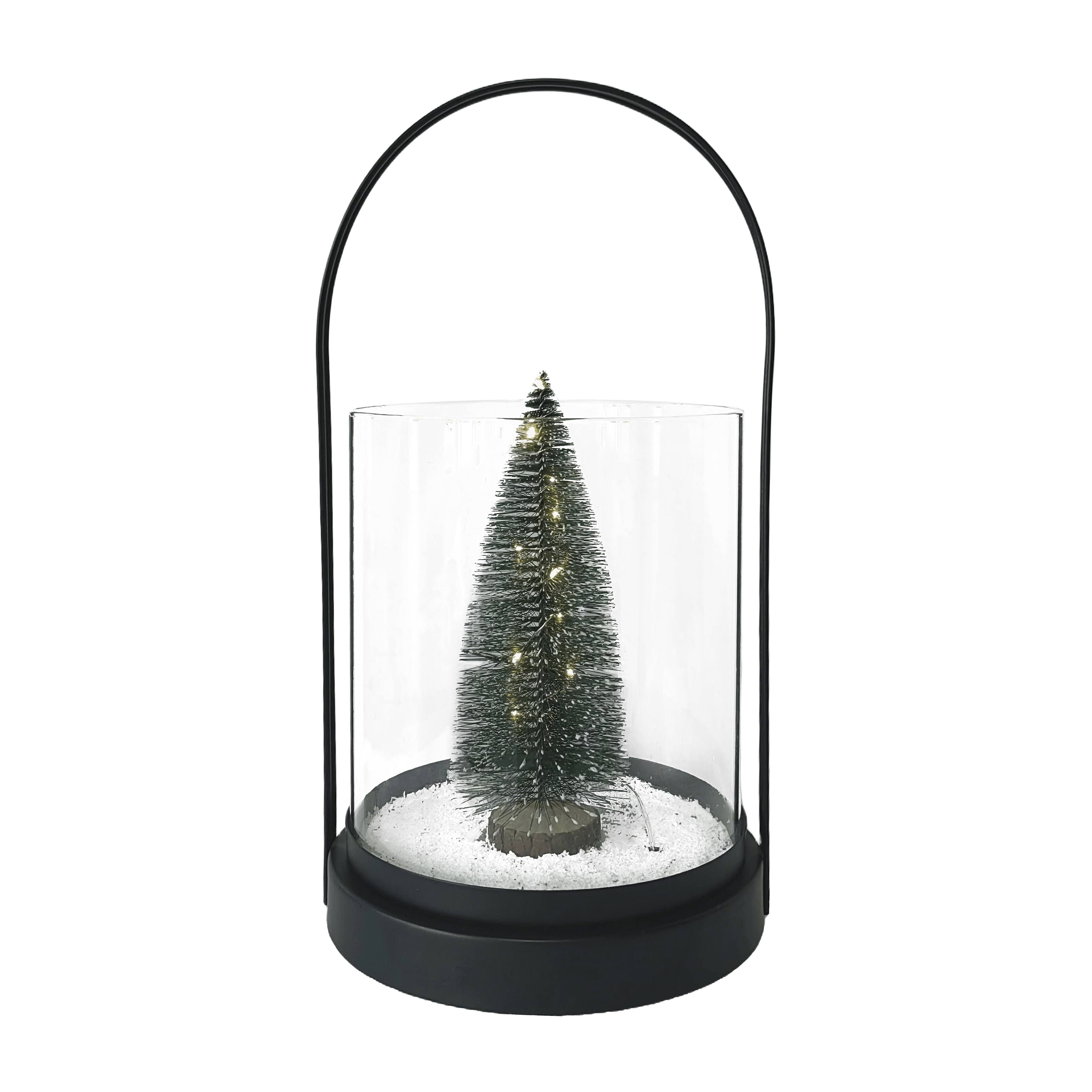11.8" Black Lantern with LED Lighted Christmas Tree by Ashland® Michaels