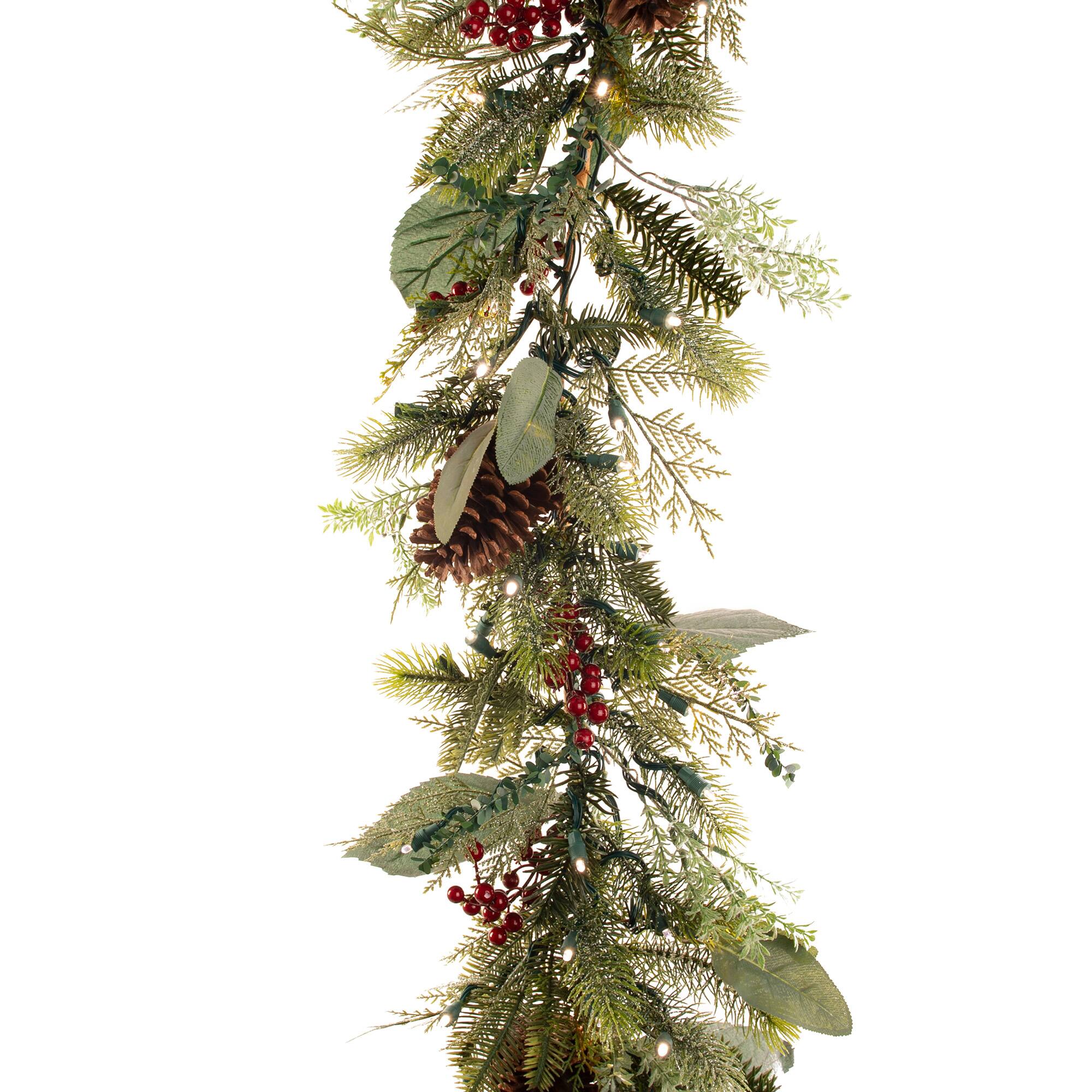 Village Lighting 9ft. Pre-Lit LED Winter Frost Christmas Garland