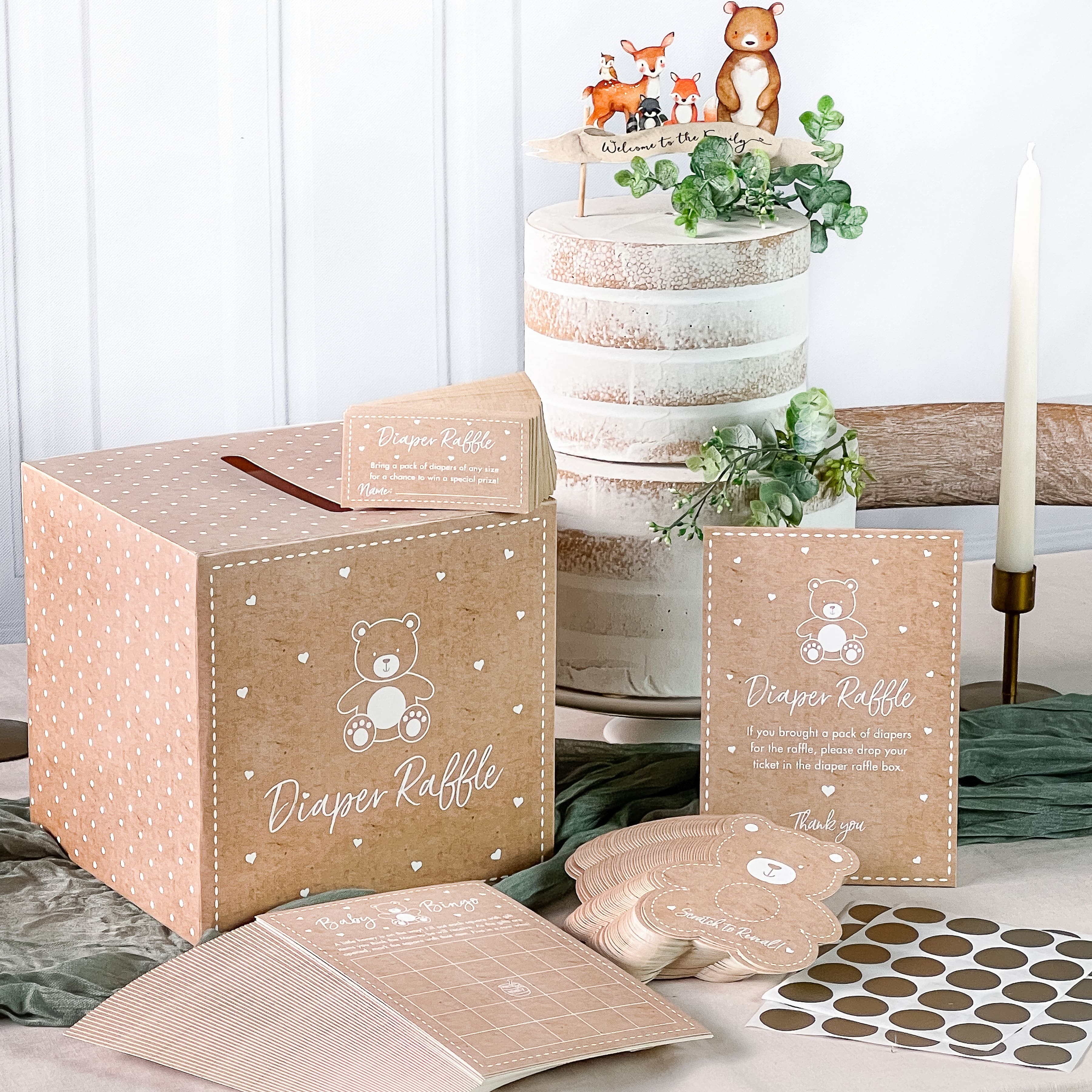 Kate Aspen® Kraft Bear Diaper Raffle & Scratch Off Game Set