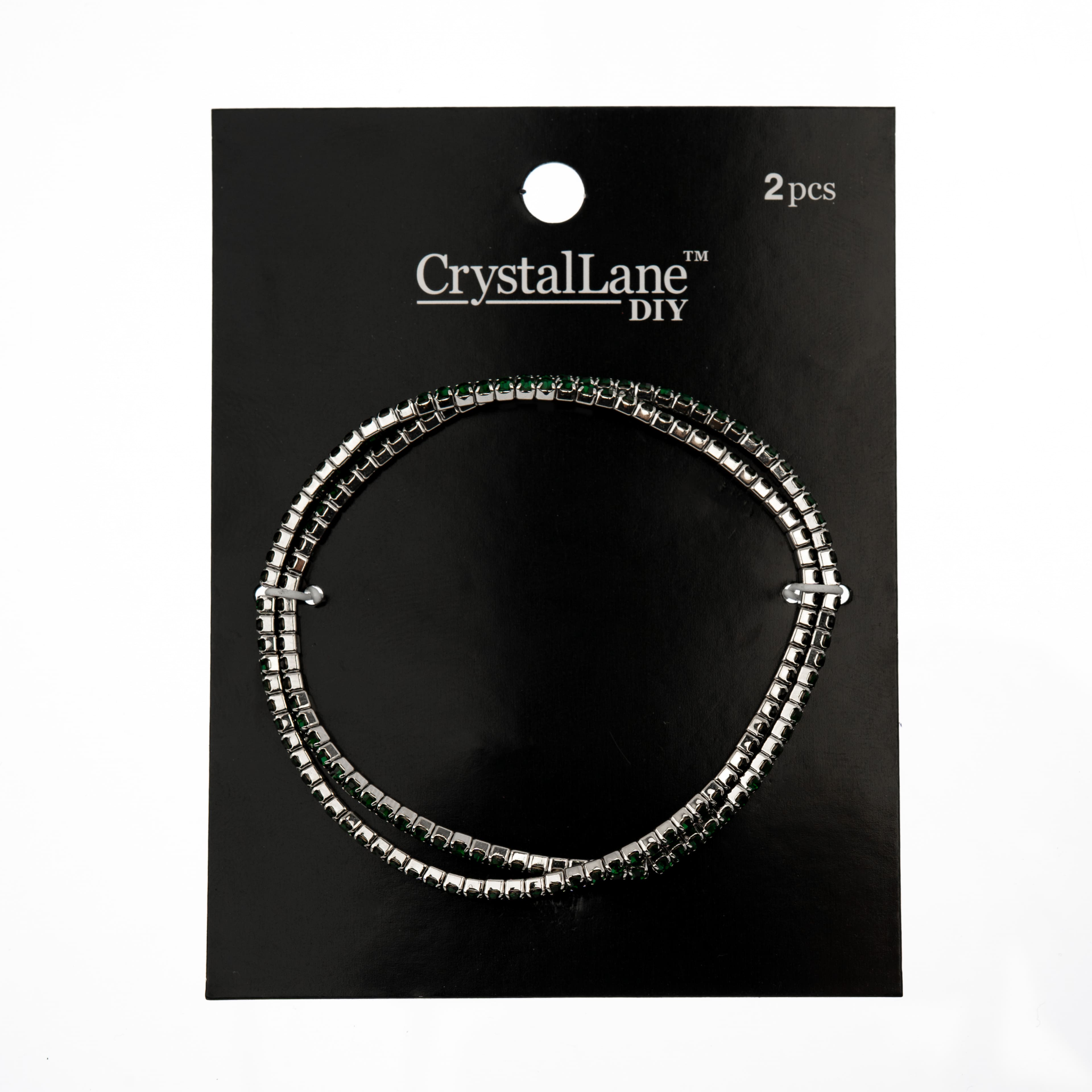 Crystal Lane DIY Silver & Emerald Rhinestones Bracelets, 2ct.