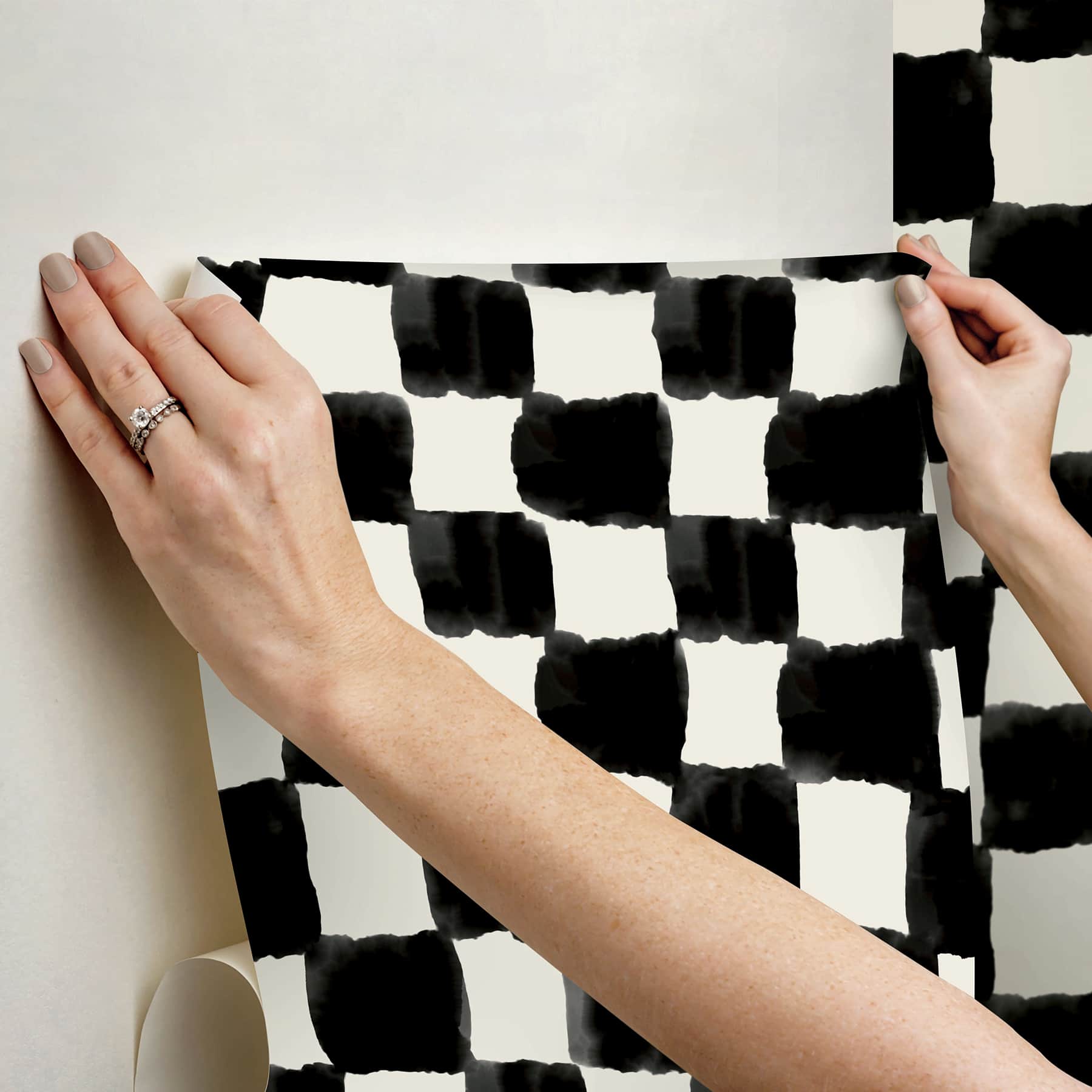 RoomMates Mr. Kate Tess Watercolor Soft Checker Peel & Stick Wallpaper