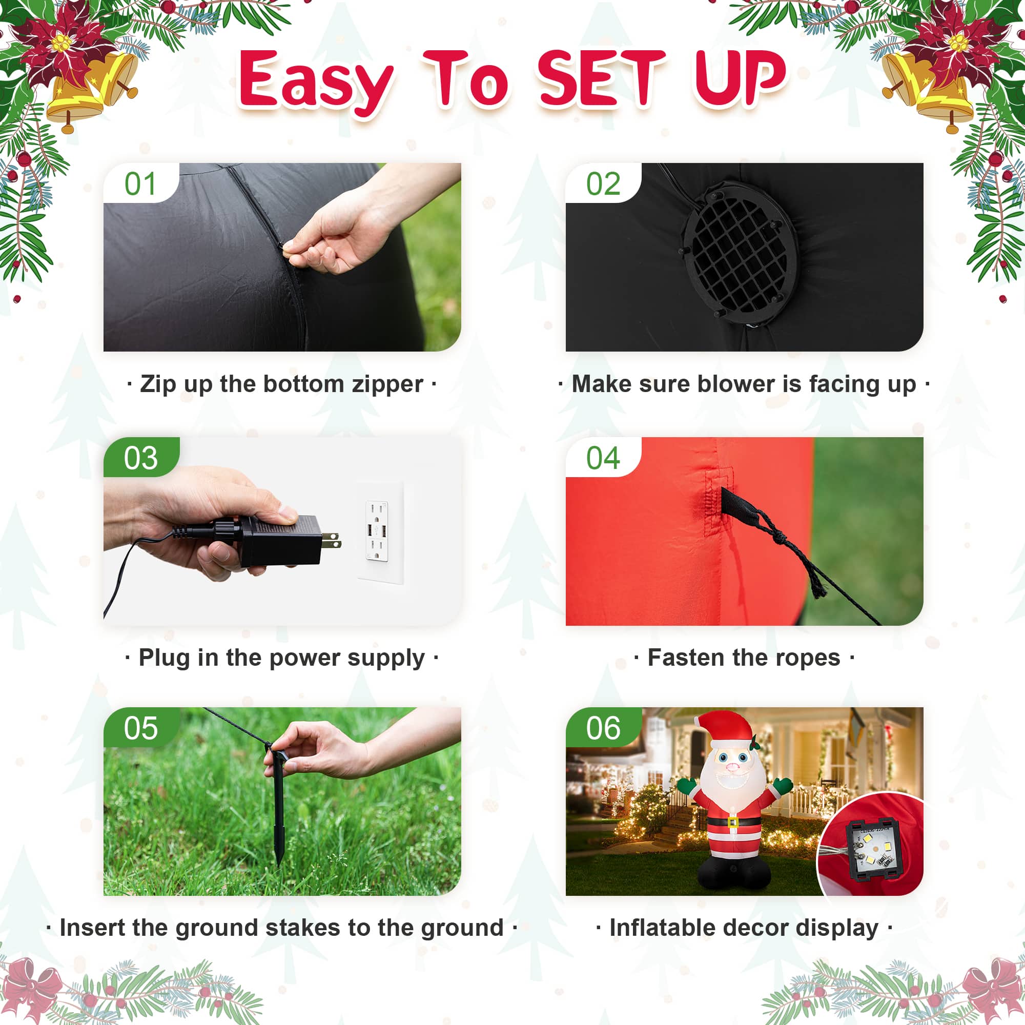 Glitzhome® 8ft. LED Lighted Musical Santa Inflatable Décor