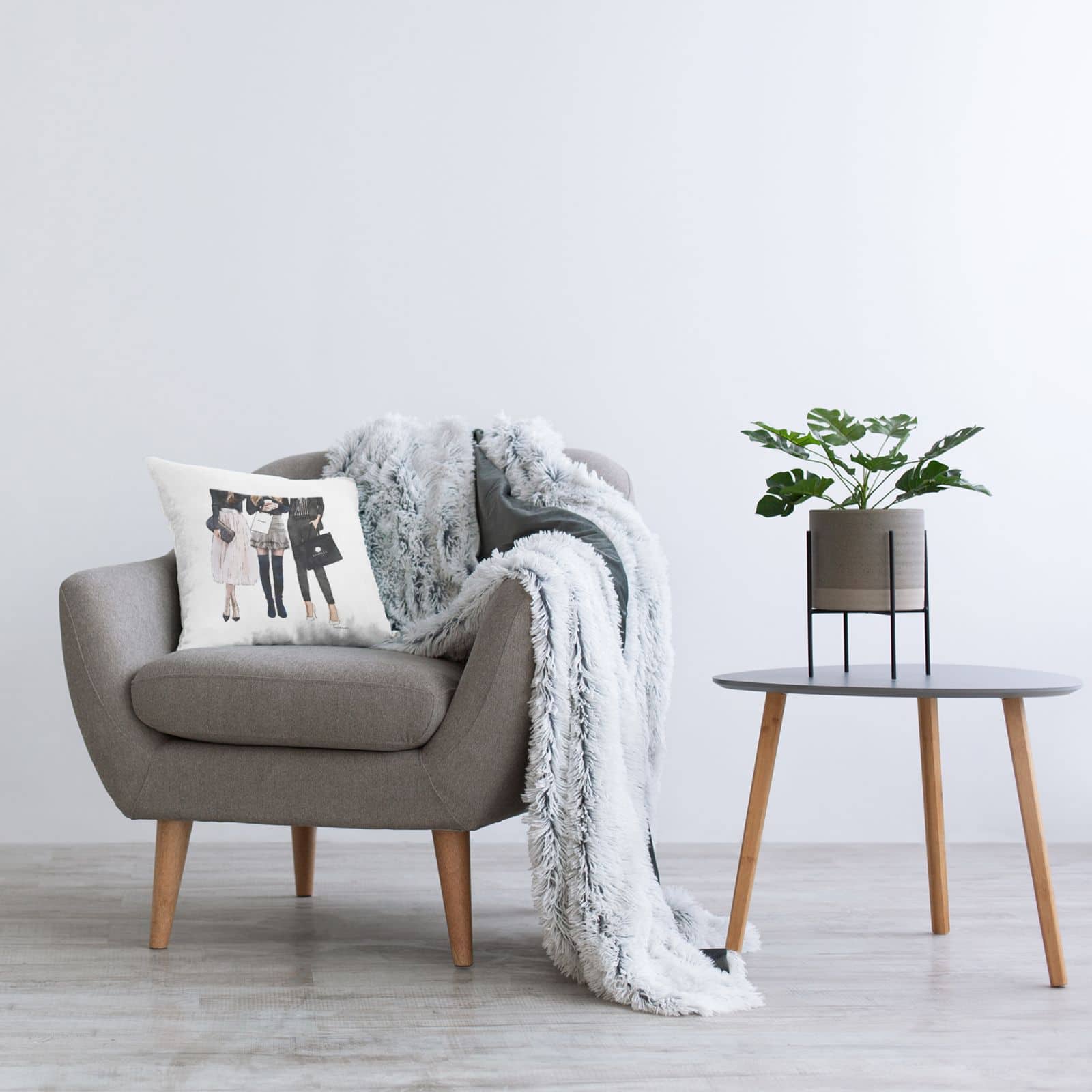 Stupell Industries Fashion Model Girls Glam Upscale Brands Throw Pillow, 18" x 18"