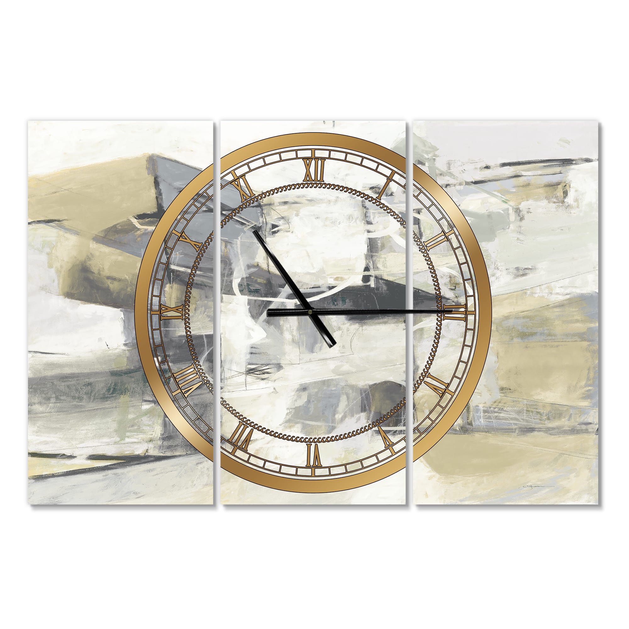 Designart 'Glam Cream Dream Iv Modern Multipanel Wall Clock