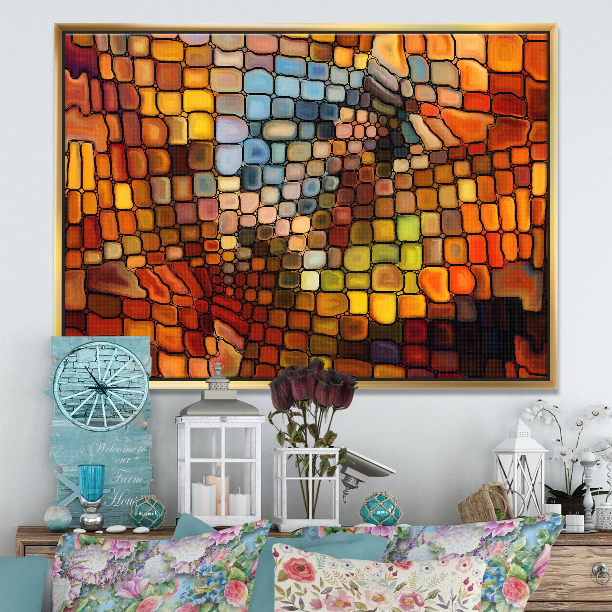 Designart - Dreaming of Stained Glass - Abstract Framed Canvas Artwork