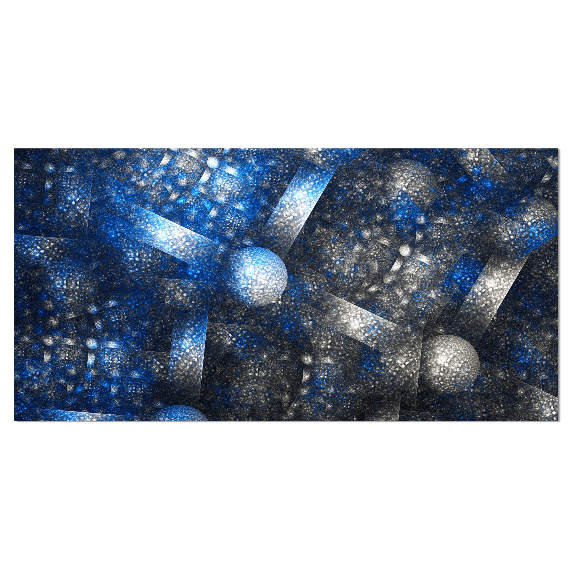 Designart - Crystal Cell Dark Blue Steel Texture - Oversized Abstract Canvas Art Print