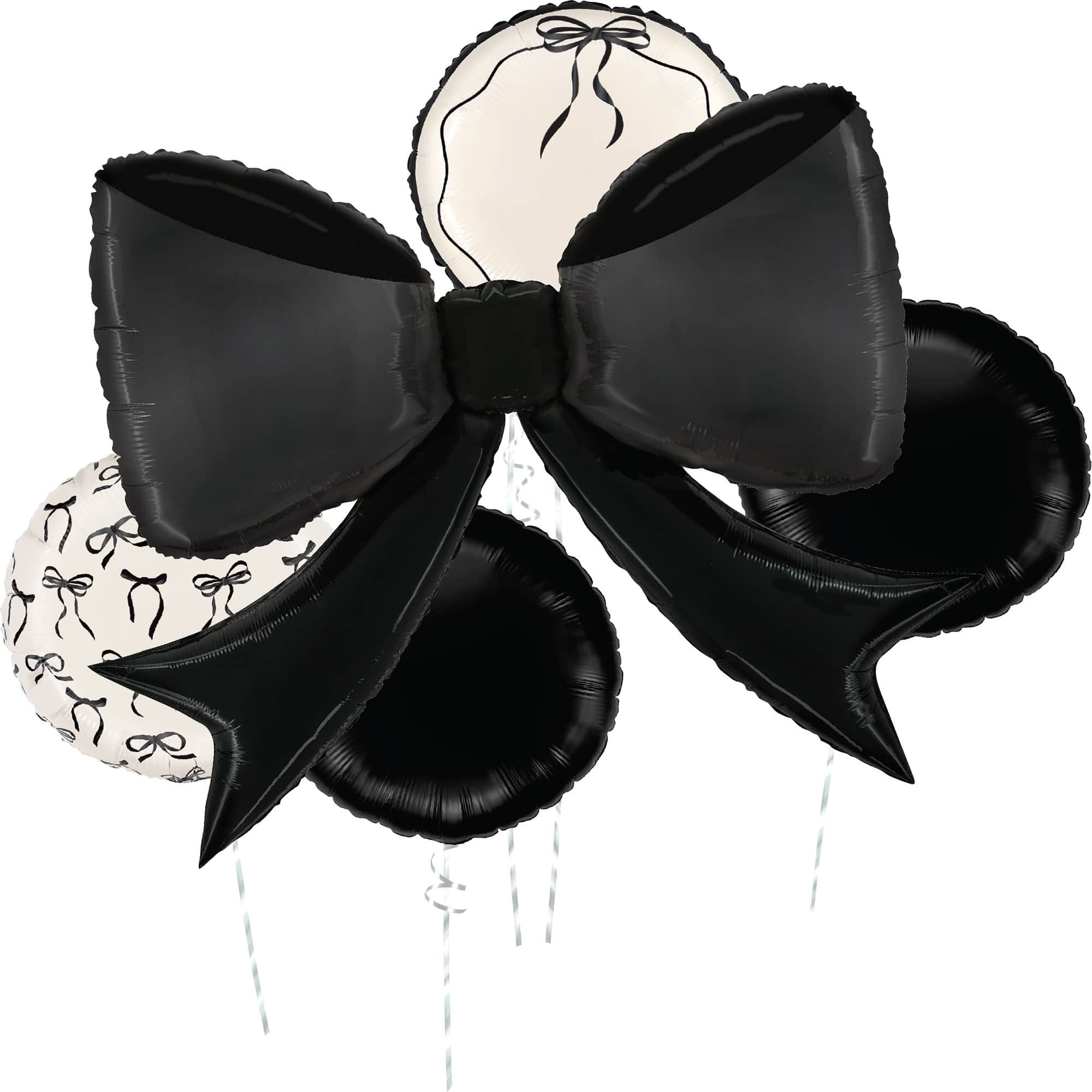 Black Bow 5-Piece Foil Balloon Bouquet