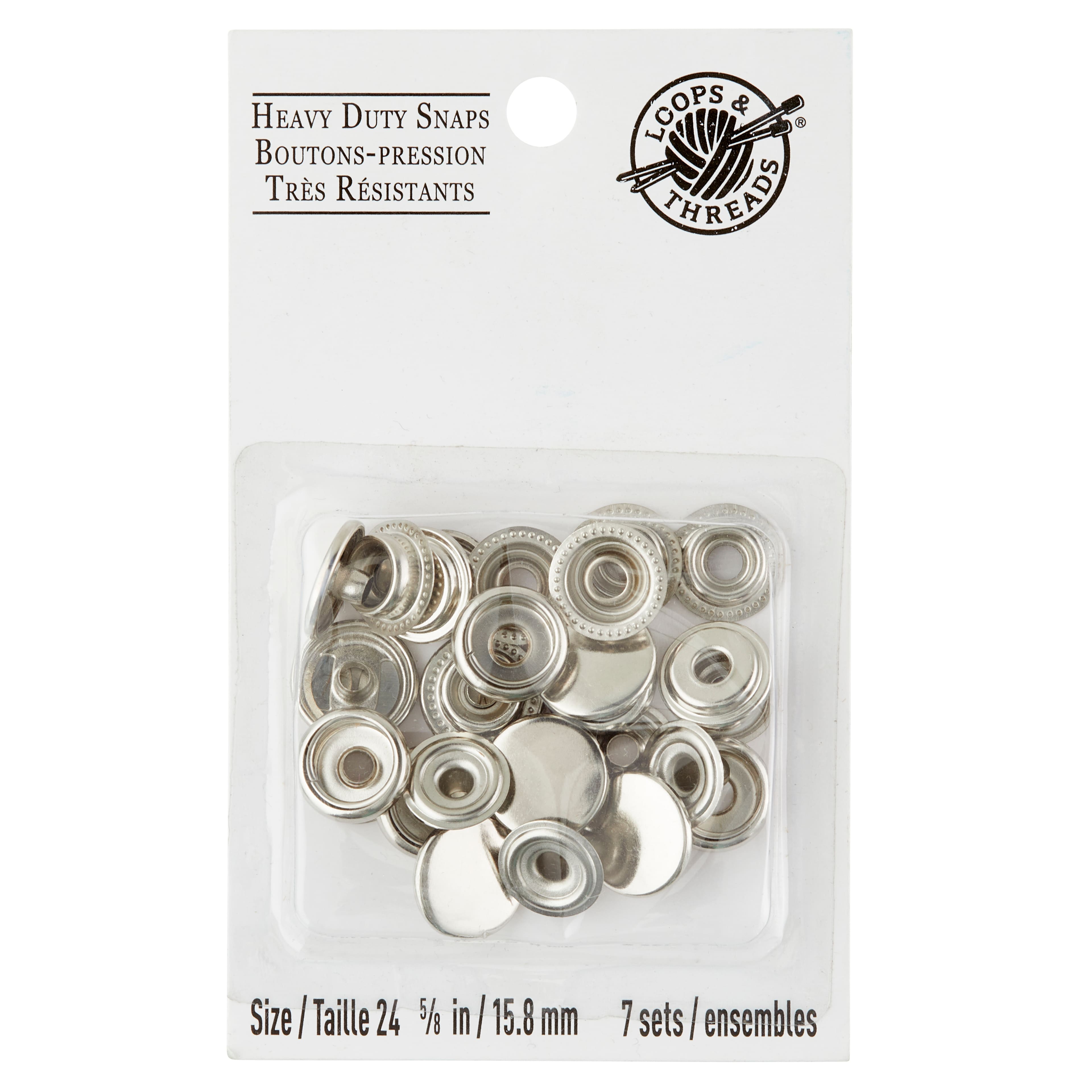 12 Packs: 7 ct. (84 total) Silver Heavy Duty Snaps by Loops &#x26; Threads&#x2122;
