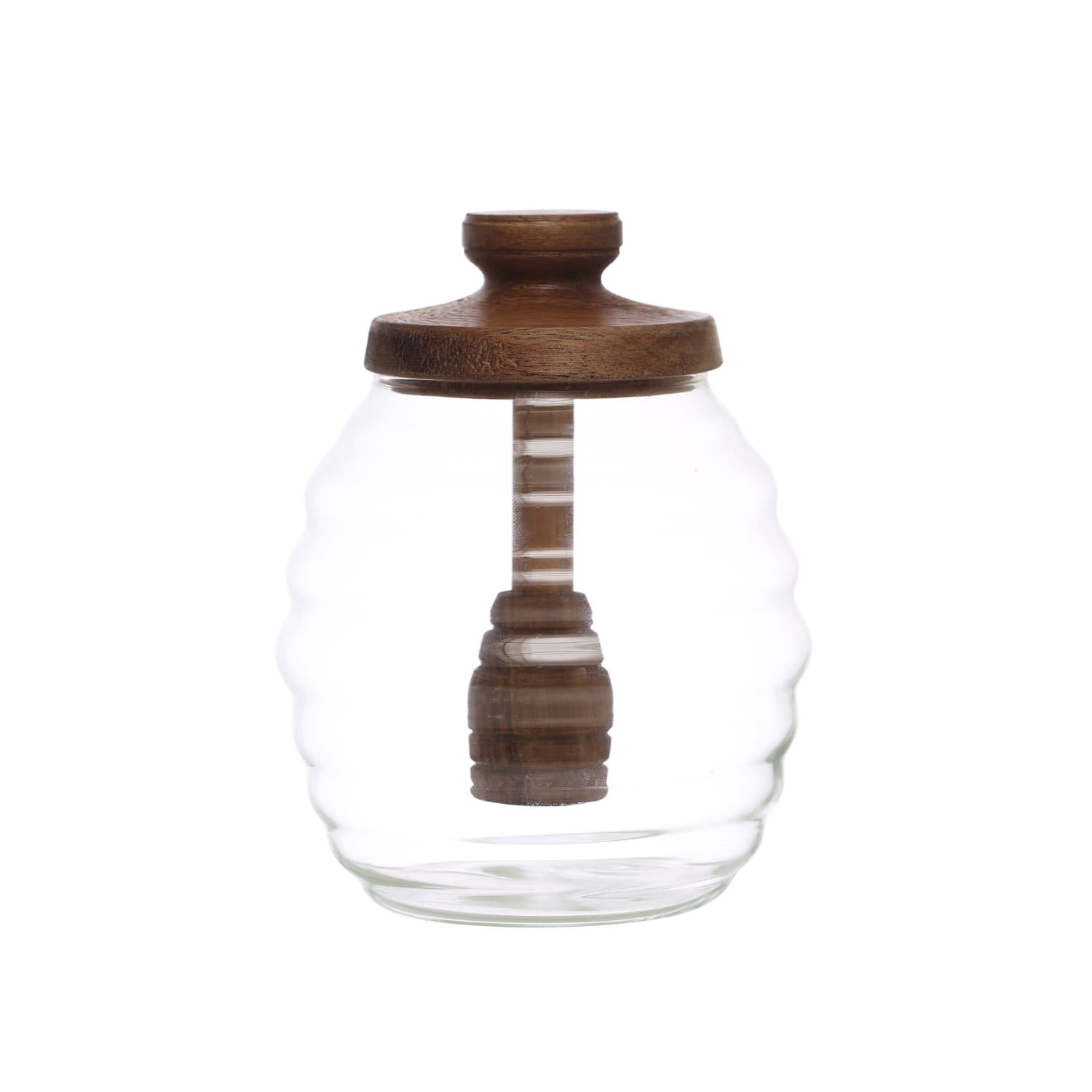 Hello Honey® 14oz. Glass Honey Jar with Acacia Wood Lid and Attached Honey Dipper