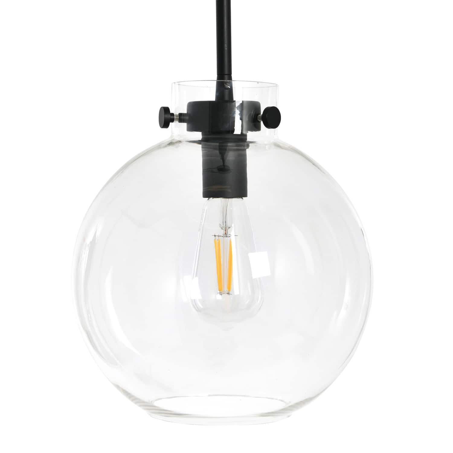 Robert Stevenson Lighting Marson 15&#x22; Clear Glass &#x26; Matte Black Metal Ceiling Light