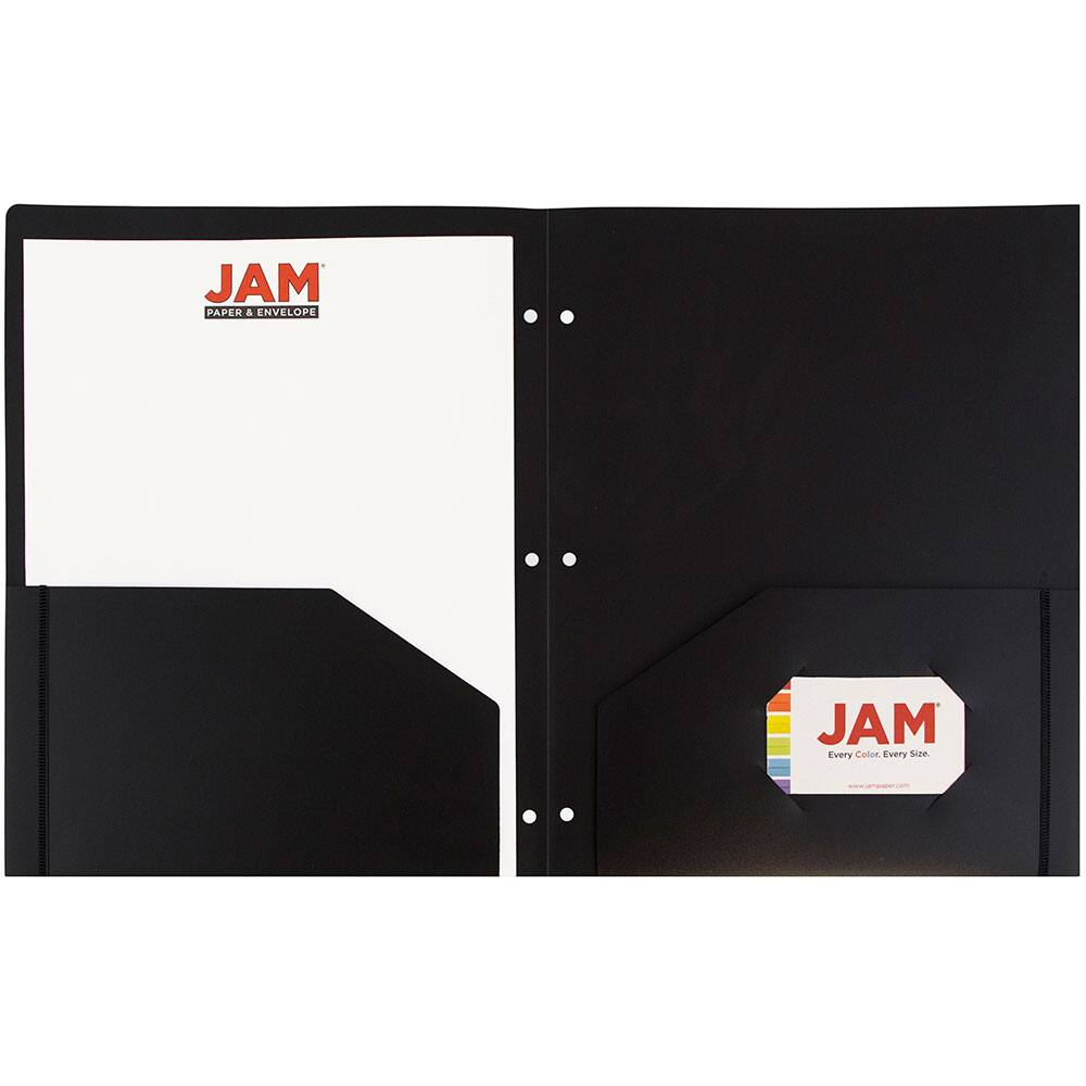 JAM Paper 3-Hole Heavy Duty Plastic Pocket Folder, 6ct.