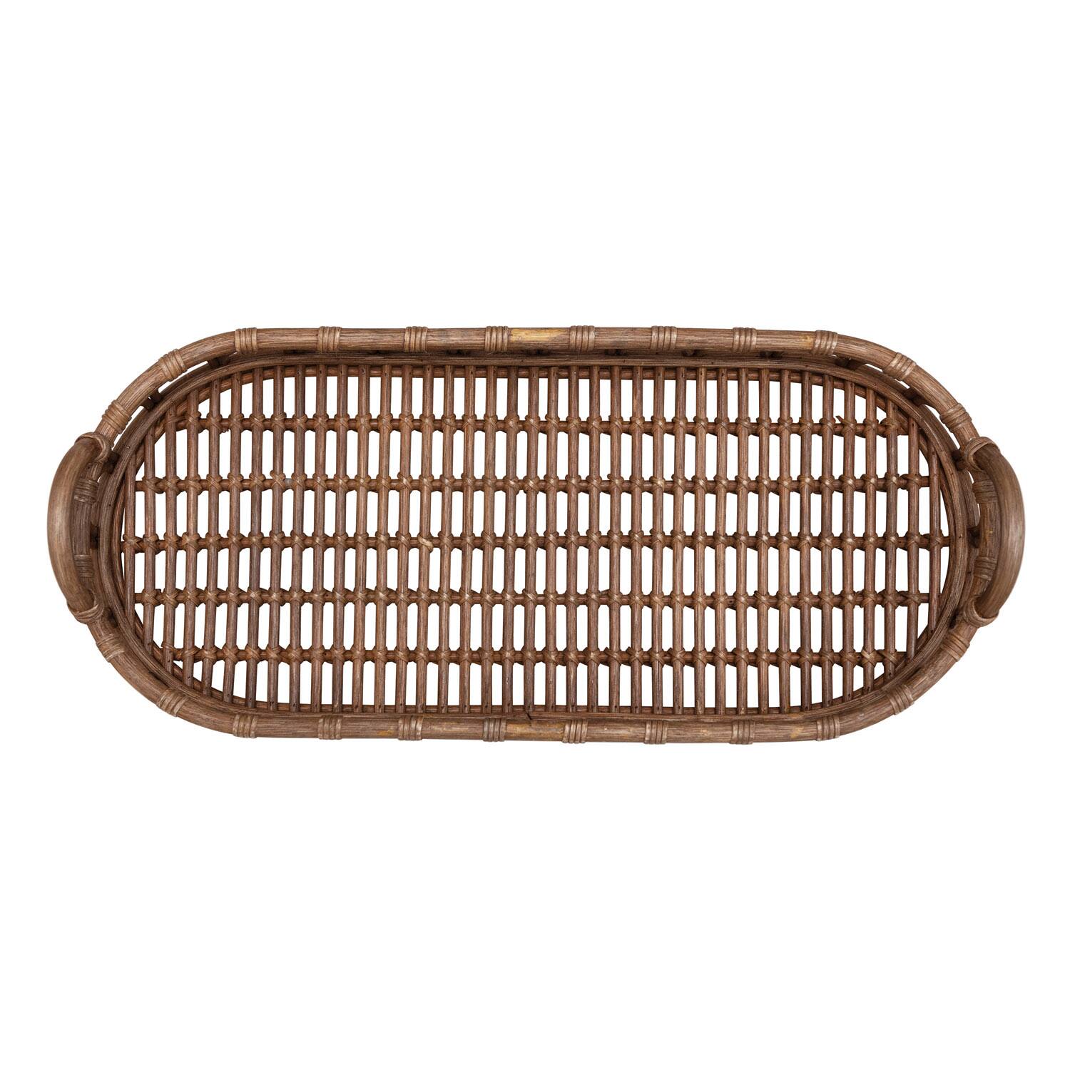 Hello Honey® Hand-Woven Rattan Tray with Handles