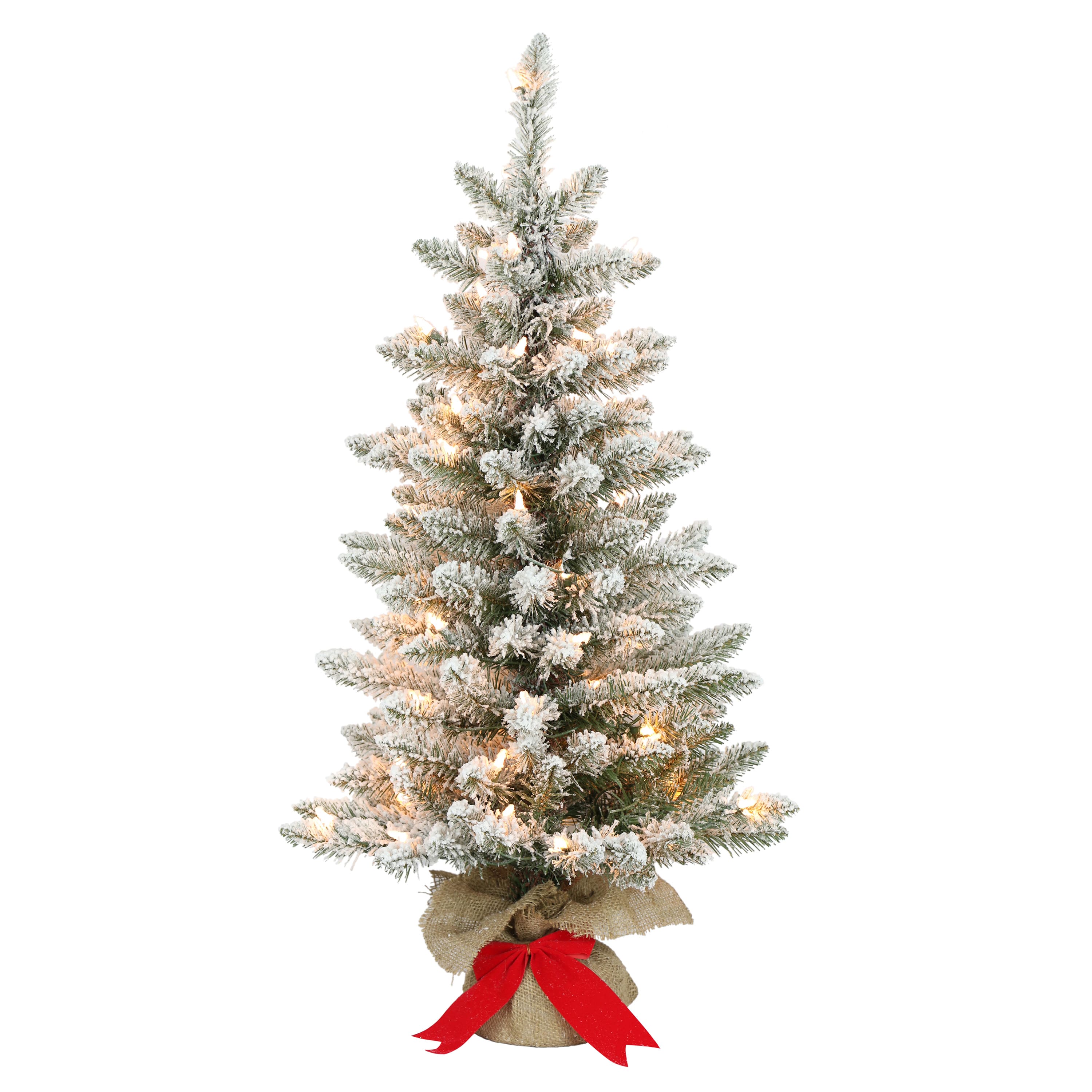 6 Pack: 3ft. Pre-Lit Flocked Fraser Fir Artificial Christmas Tree, Clear Lights