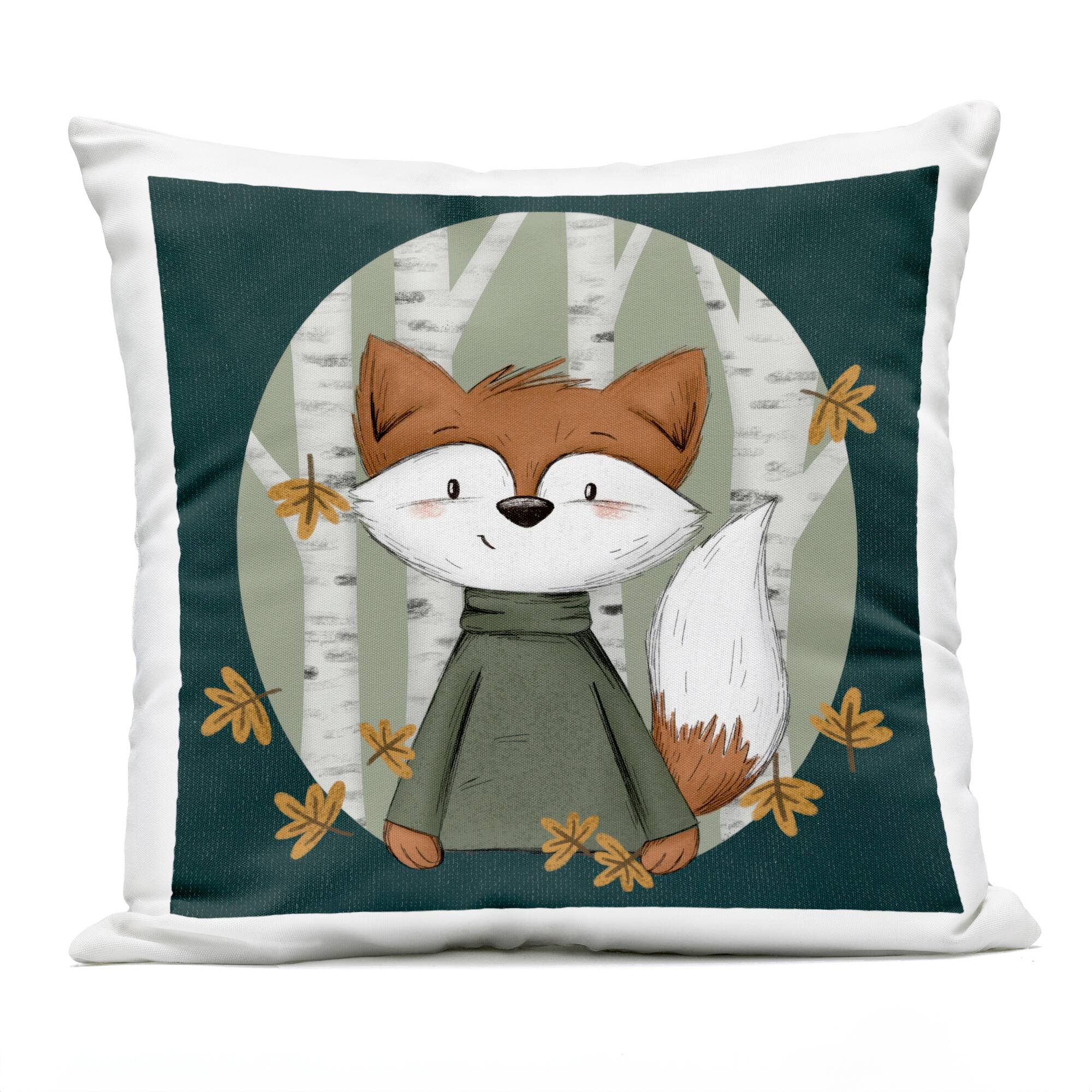 Stupell Industries Autumnal Fox & Birch Trees Outdoor Printed Pillow