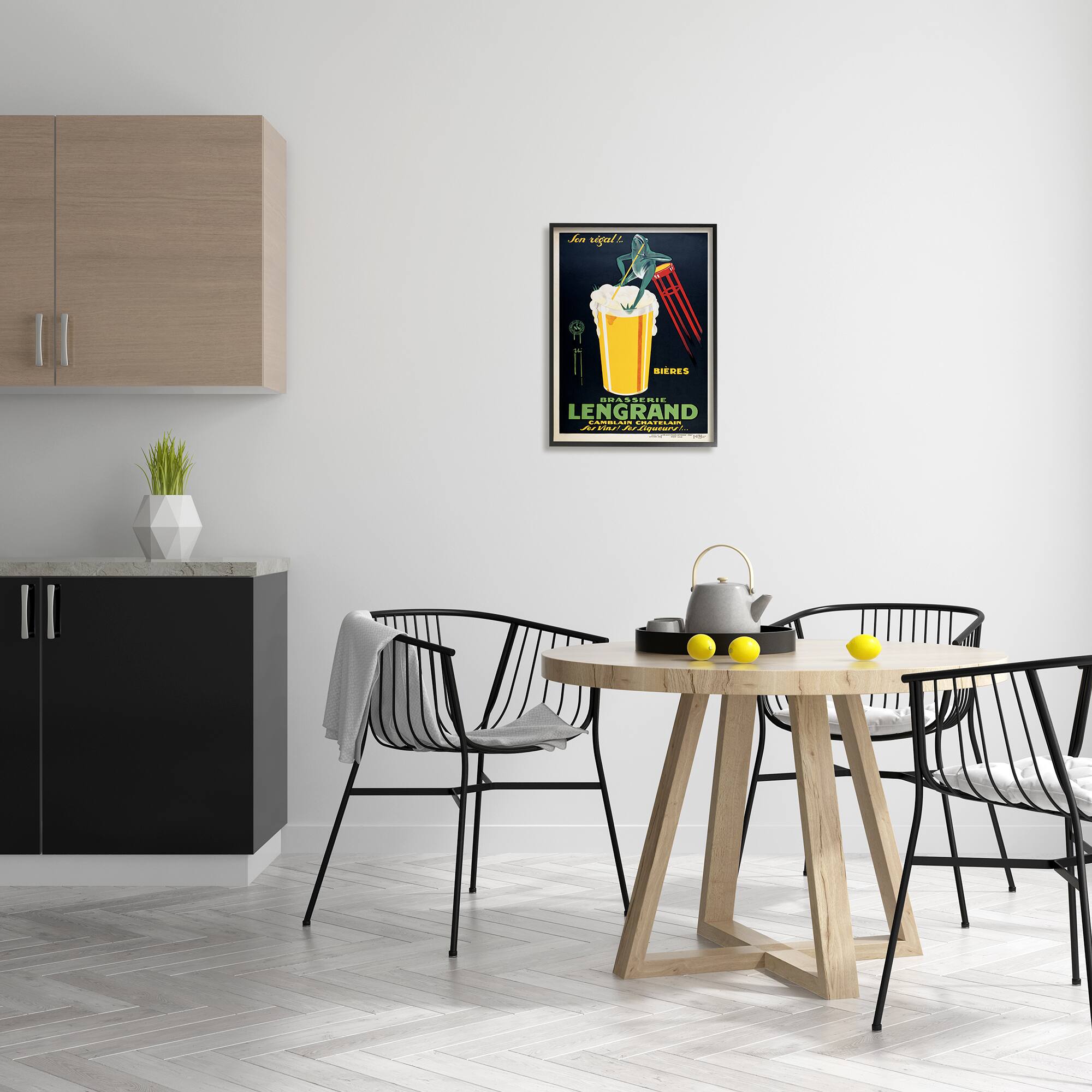 Stupell Industries Vintage Brasserie Lengrand European Advertisement Frog Beer in Black Frame Wall Art