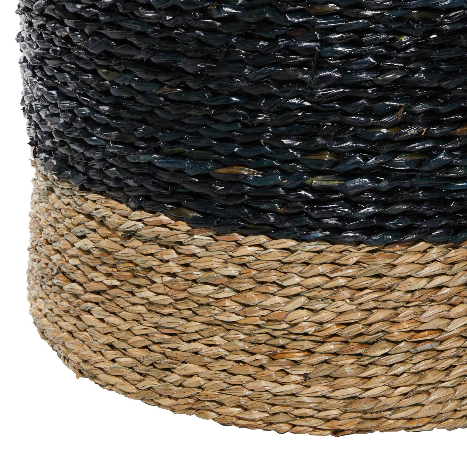 Black Seagrass Modern Storage Basket Set