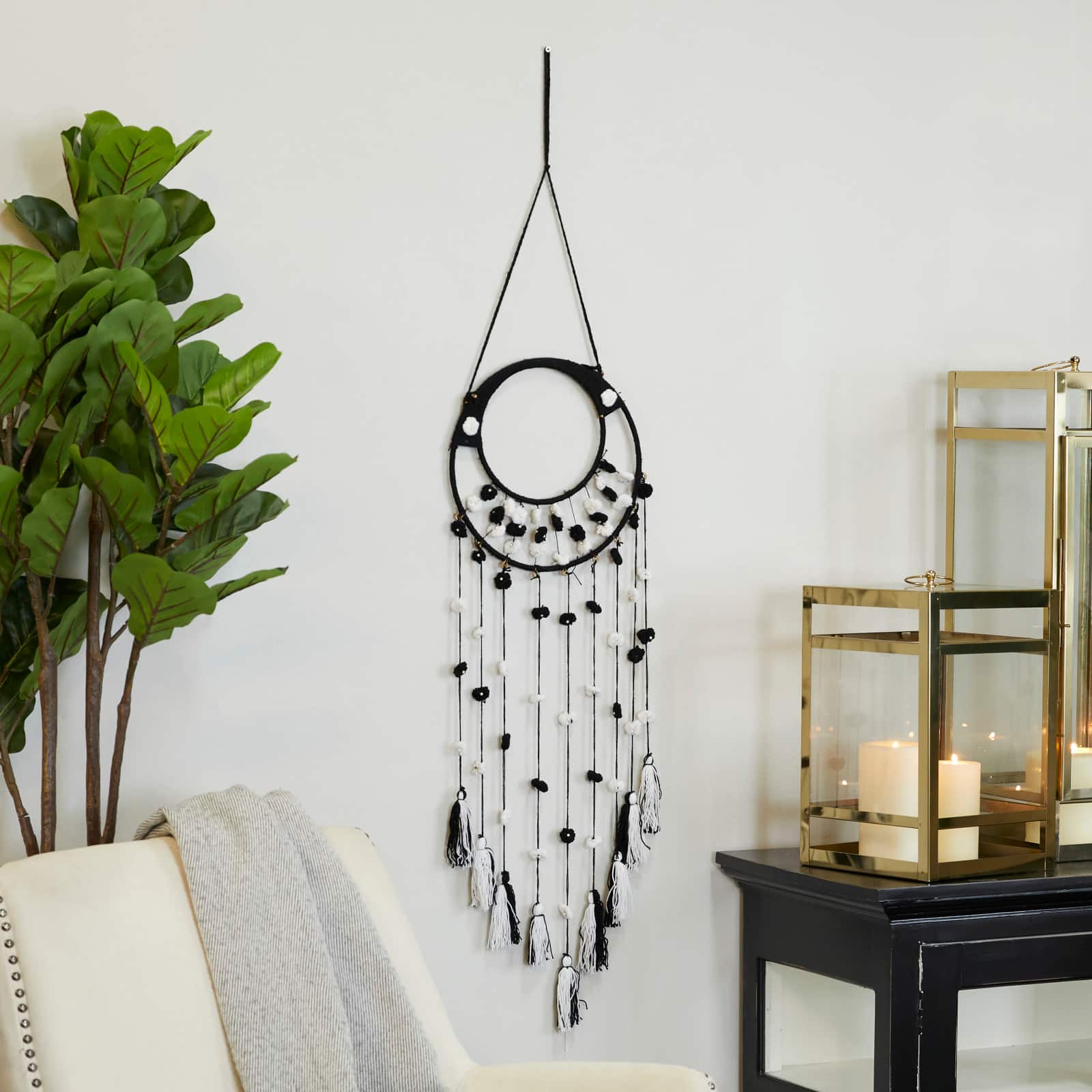 Black Metal Bohemian Wall Decor, 55&#x22; x 12&#x22;