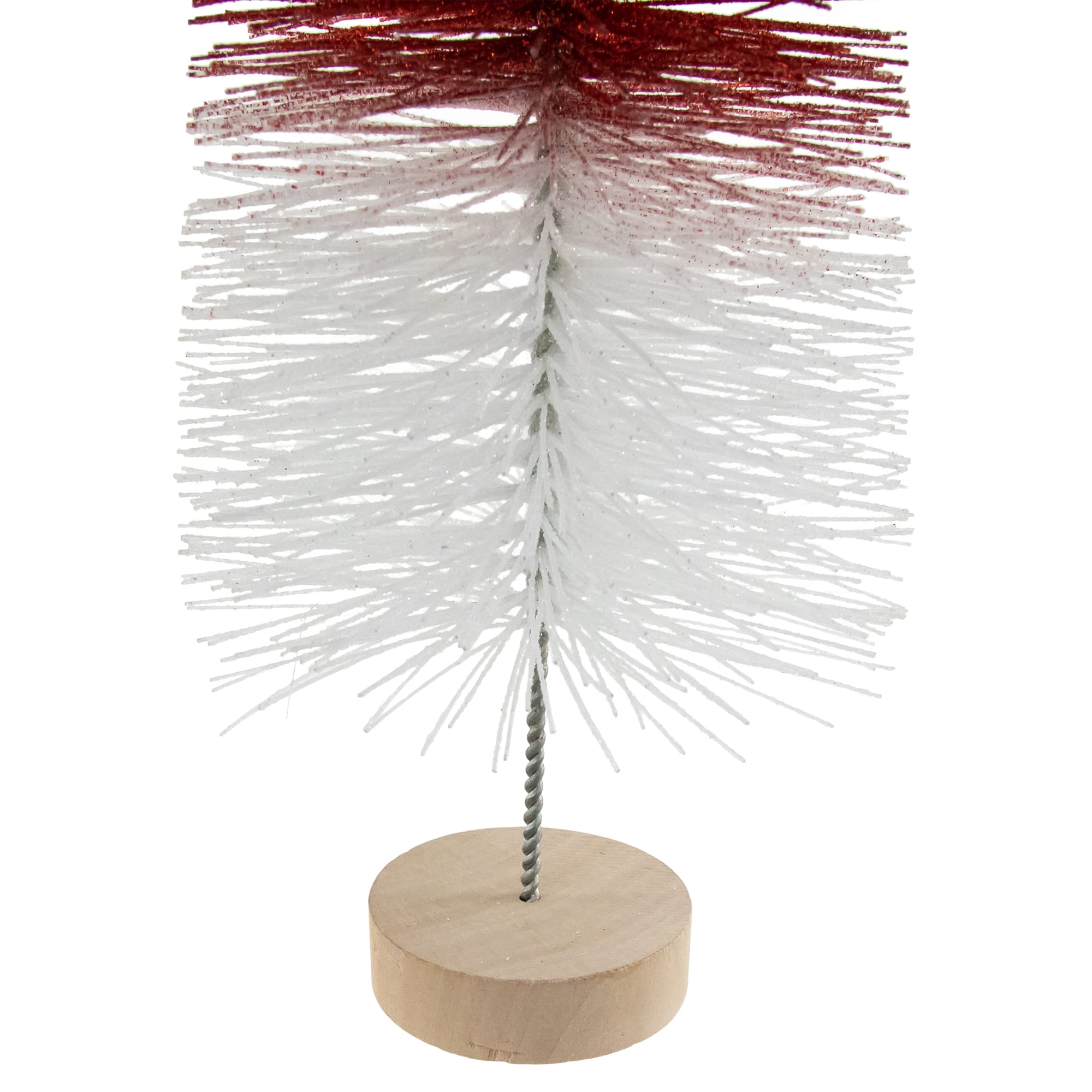 15.5" Red & White Glittered Sisal Christmas Tree