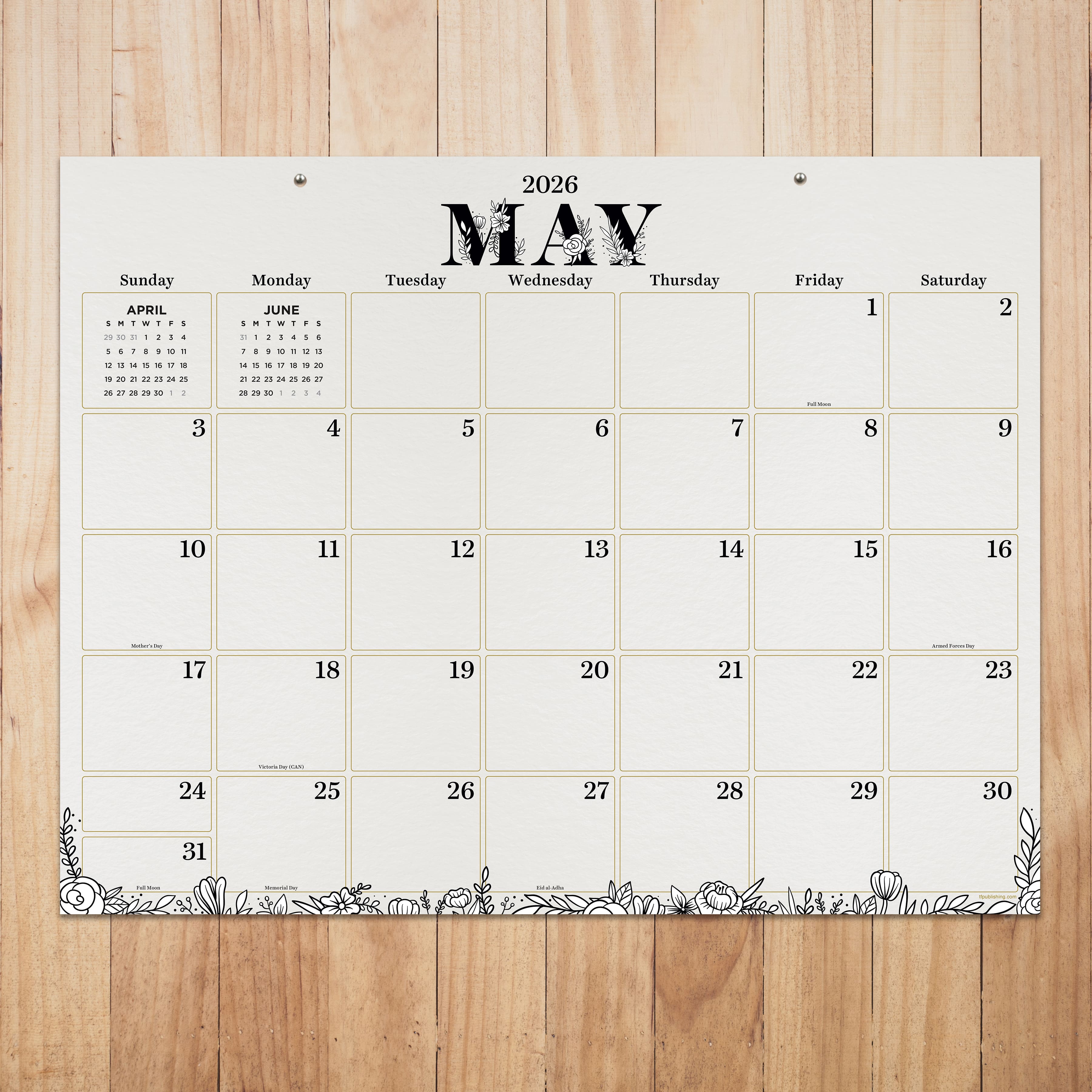 2026 Floral Large Desk Pad Monthly Blotter Calendar