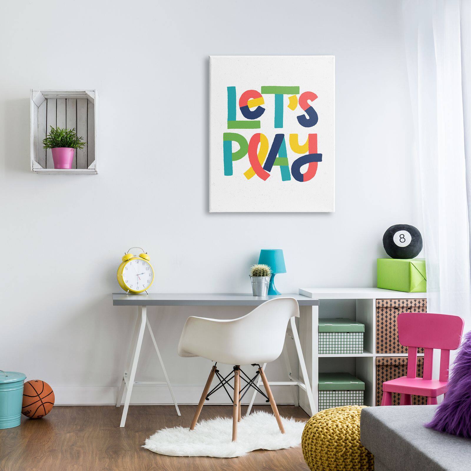 Stupell Industries Let&#x27;s Play Motivational Kids&#x27; Phrase Bold Playful Typography Canvas Wall Art