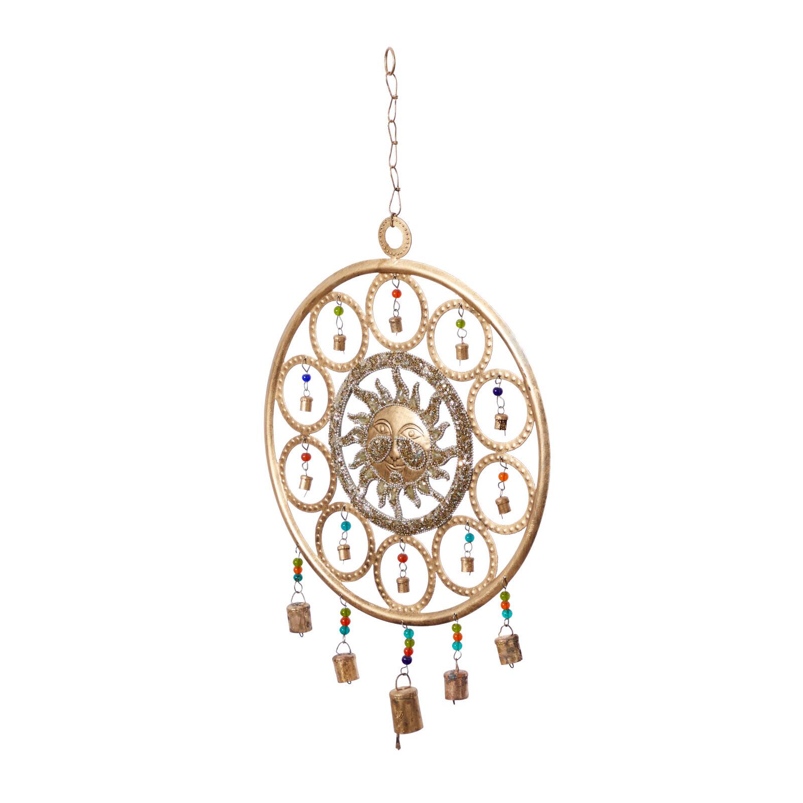 27&#x22; Gold Metal Sun Eclectic Windchime