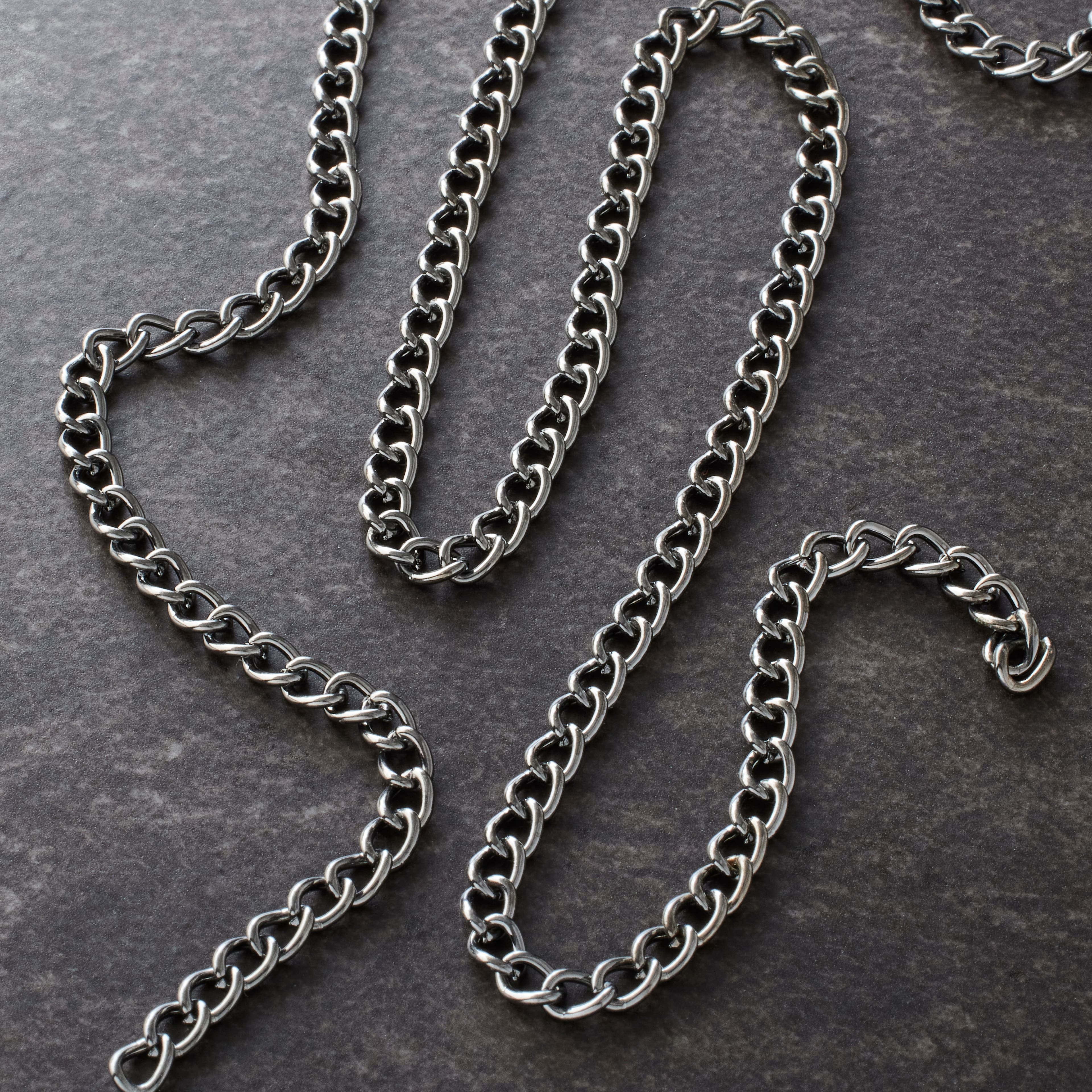 12 Pack: 96" Gun Metal Thin Curb Chain by Bead Landing™