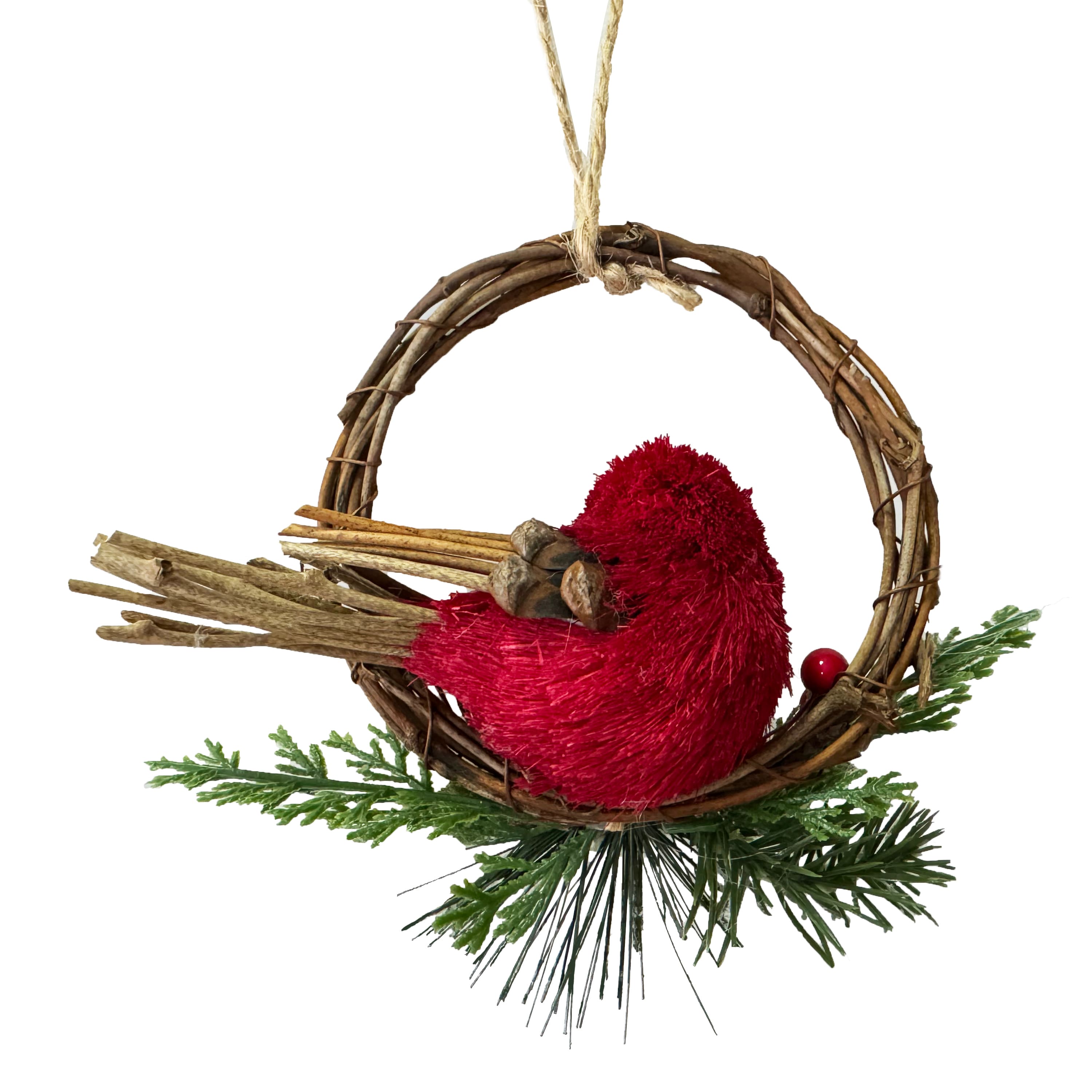 4&#x22; Red Sisal Bird Natural Decorative Ornament by Ashland&#xAE;