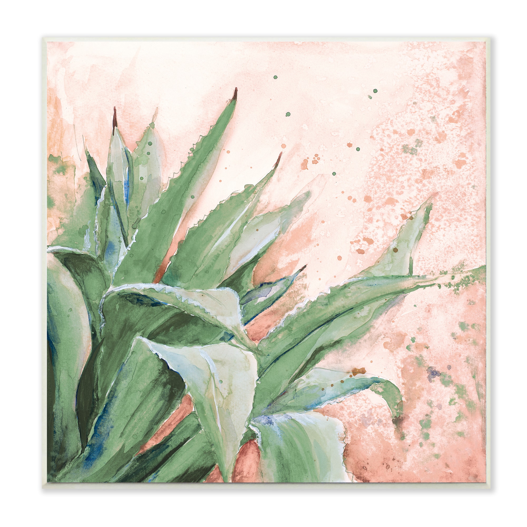 Stupell Industries Green Succulent Plant Leaves Contemporary Paint Splatter, 12" x 12"