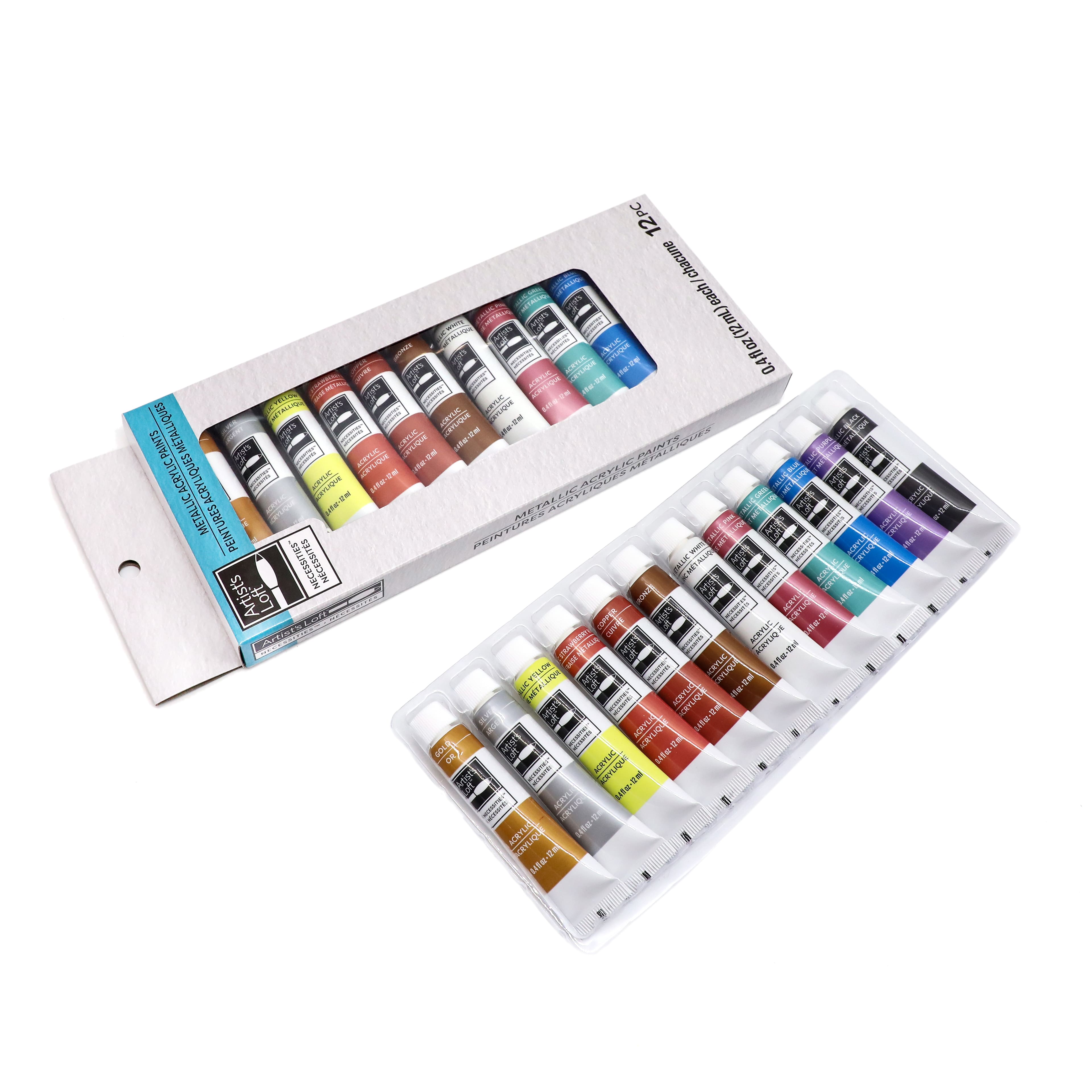 12 Color Metallic Acrylic Paint Set by Artist&#x27;s Loft&#x2122; Necessities&#x2122;