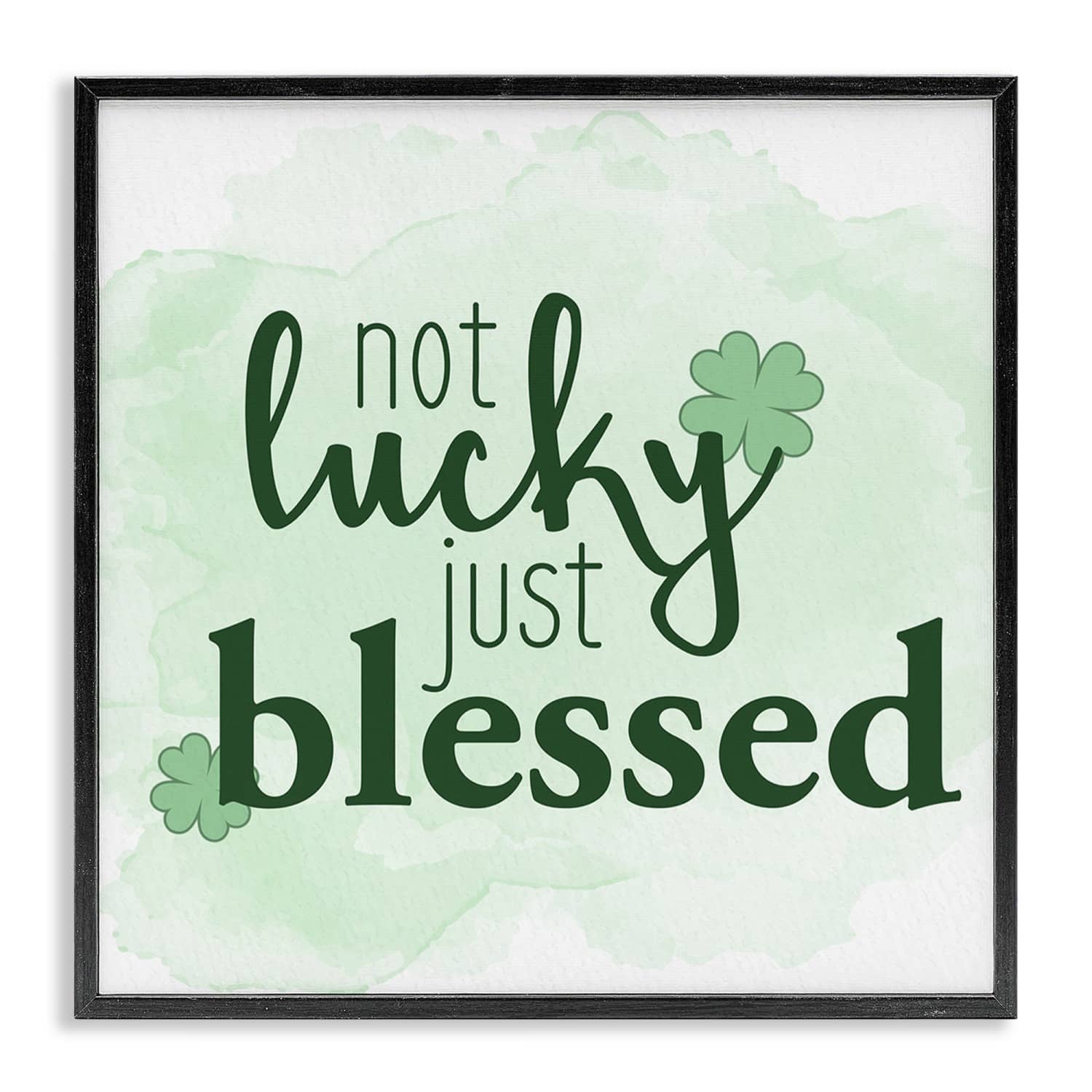 Stupell Industries Just Blessed Green Shamrocks Framed Giclee Art