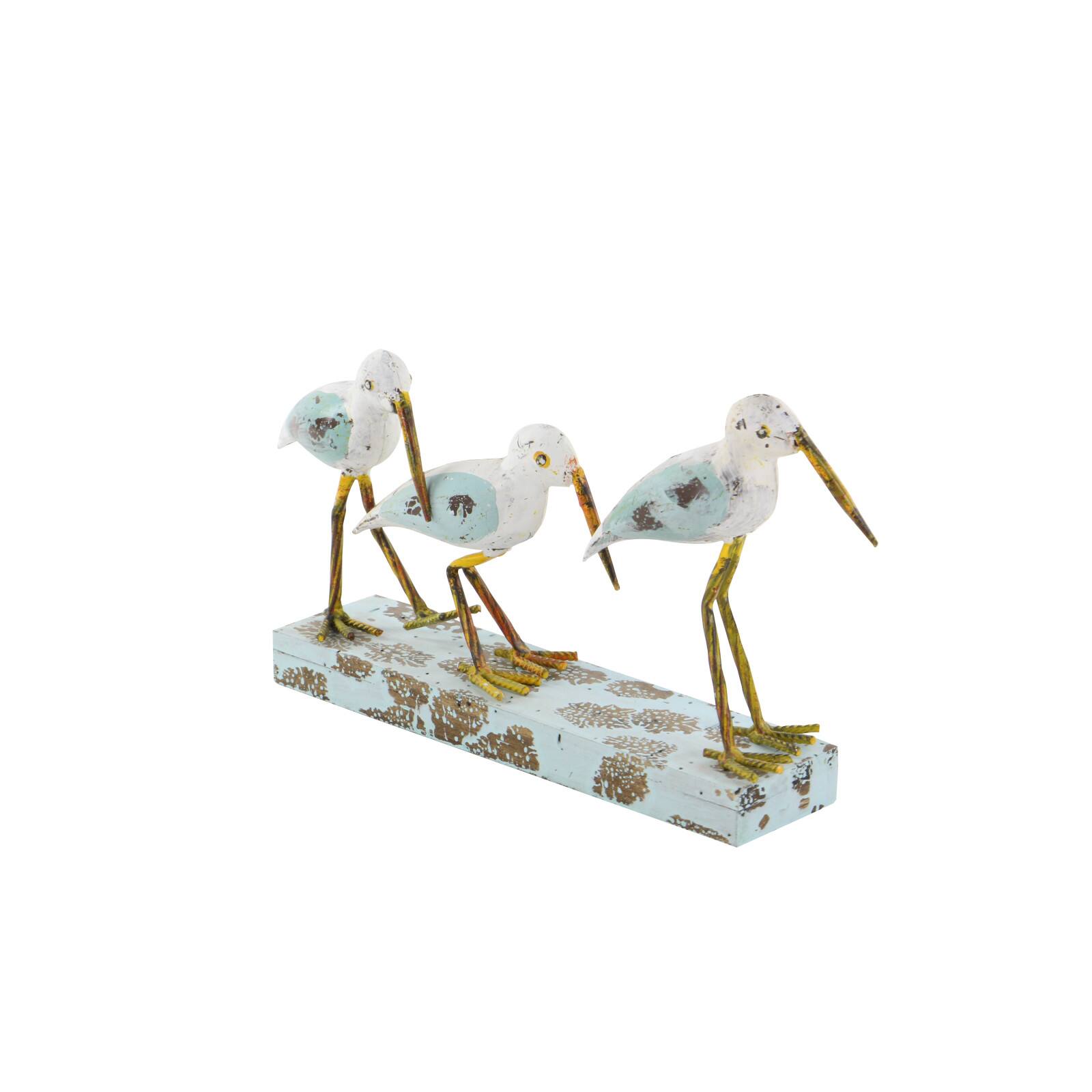 White Metal Coastal Sculpture, Birds 10" x 20" x 4"