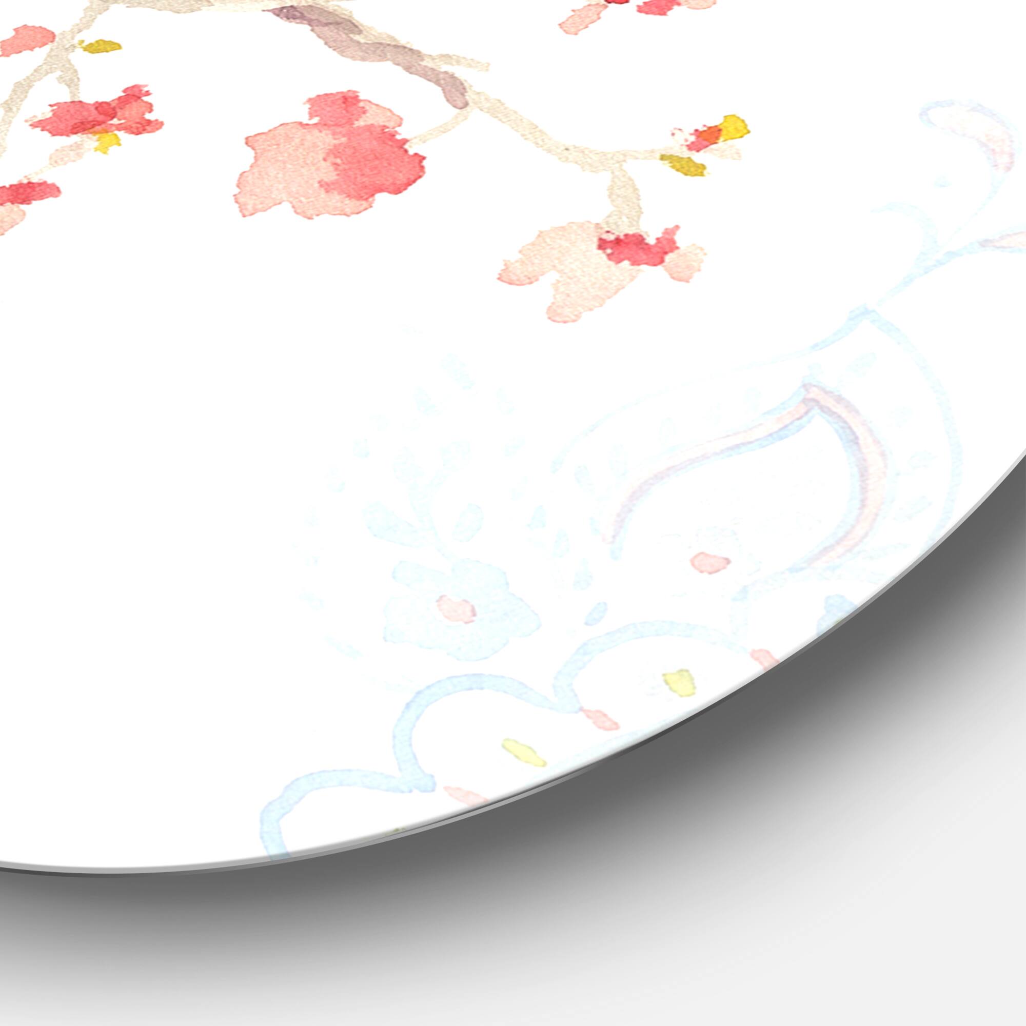 Designart - peacocks Watercolor I - Traditional Metal Circle Wall Art