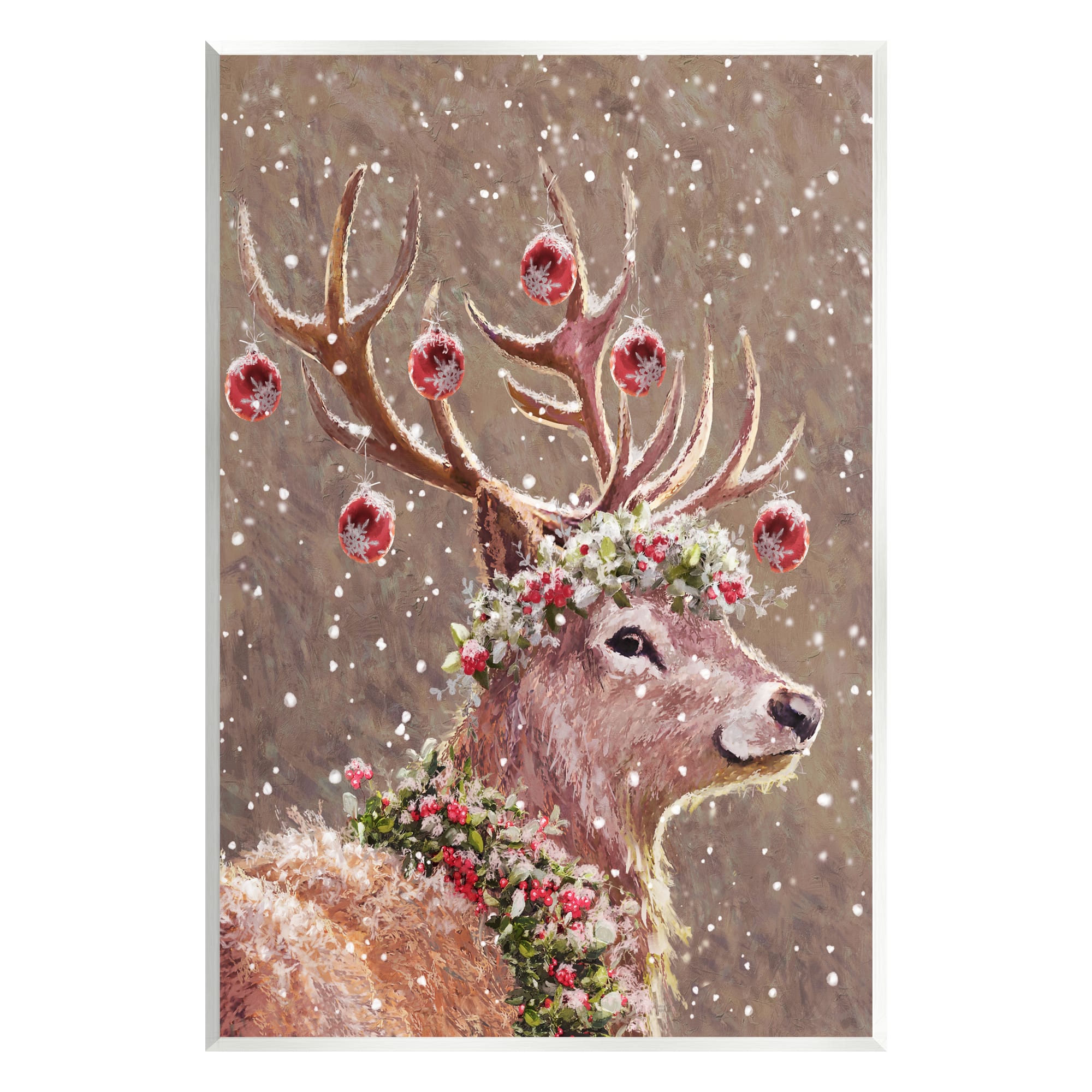Stupell Industries Deer Antler Holiday Ornaments Wall Plaque Art
