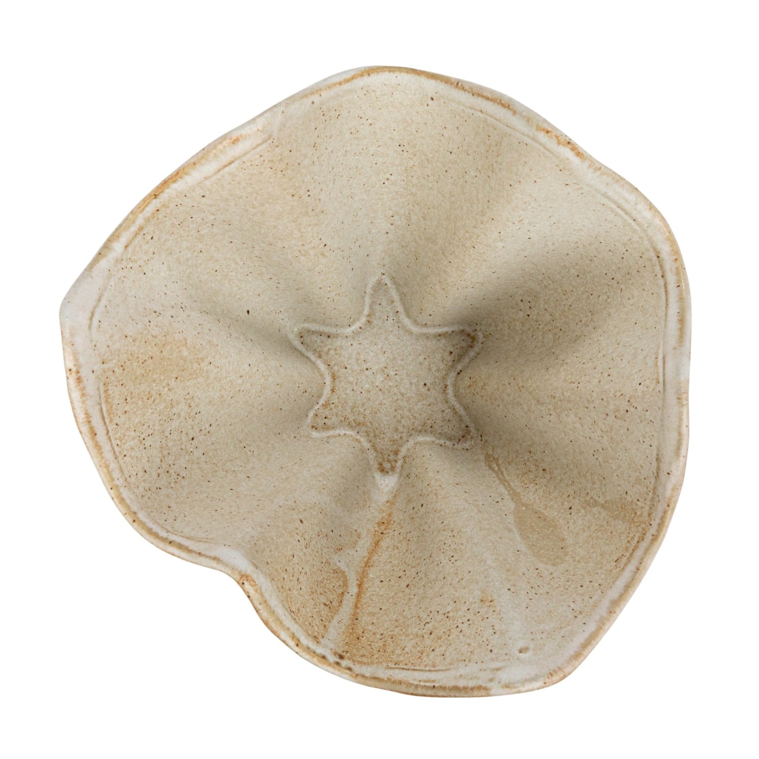 Hello Honey® 7.5" Cream Reactive Glaze Round Stoneware Ruffled Bowl