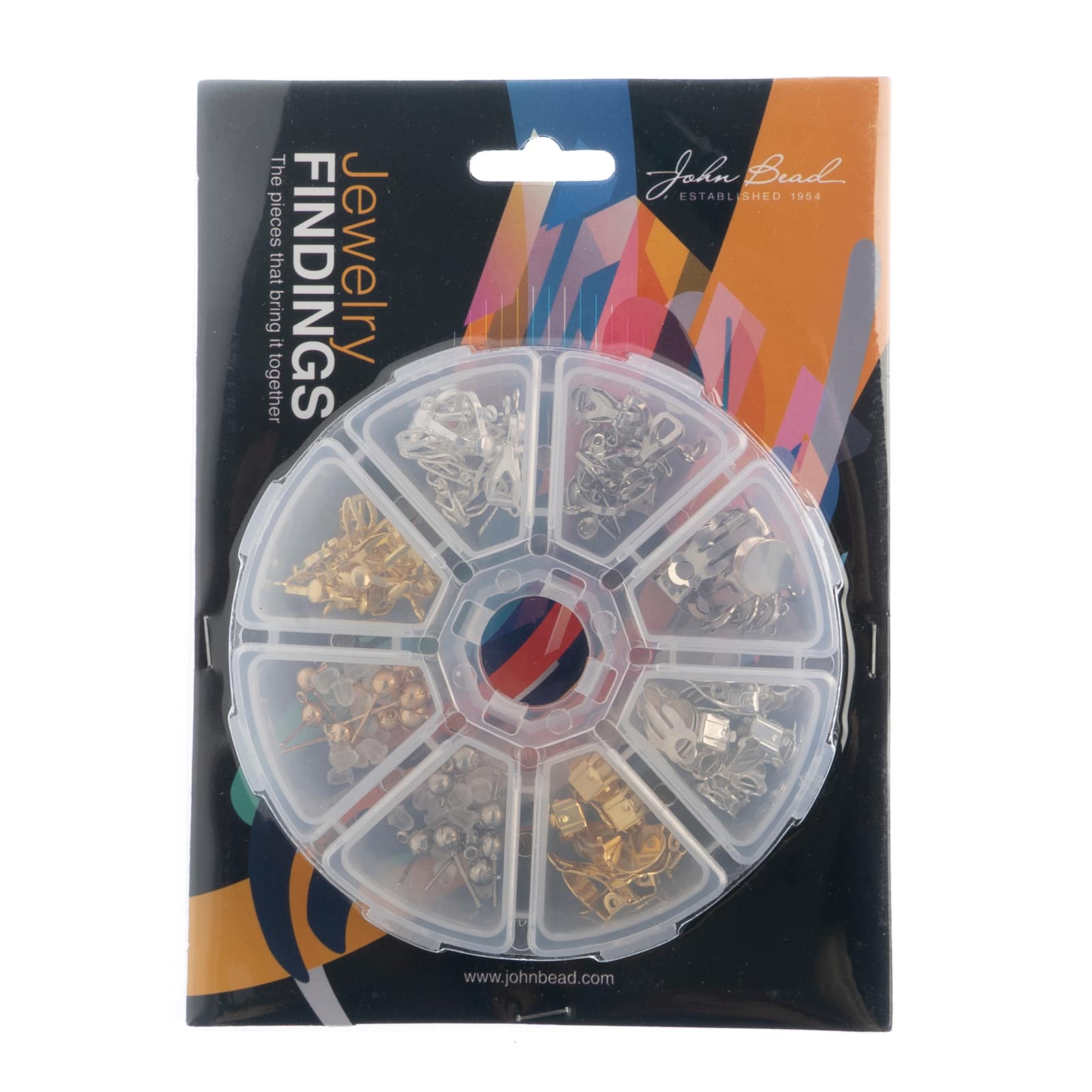 John Bead Earring Mix Assortment Round 8 Slot Jewelry Making Kit, 80ct.