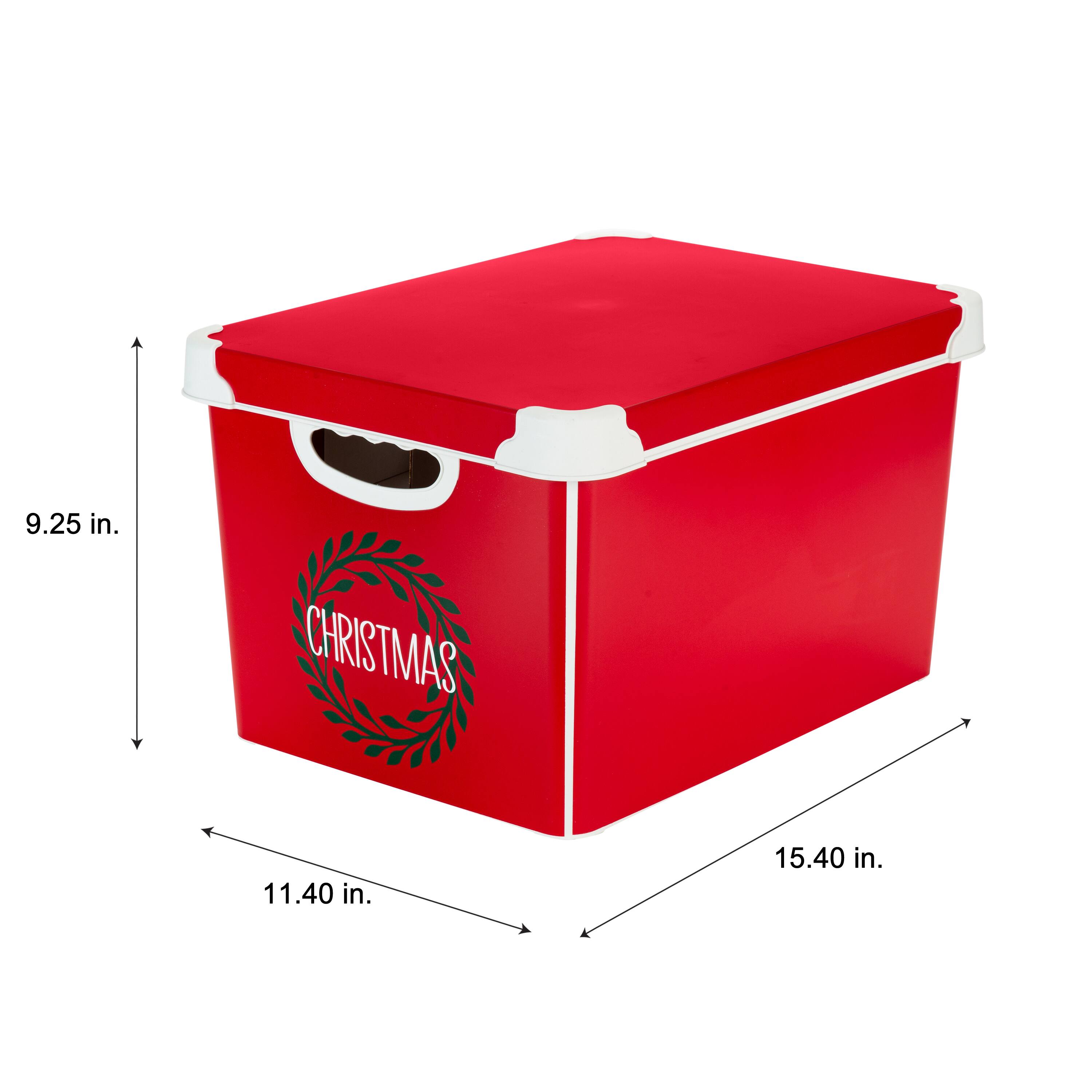 Simplify 15.4" Christmas Wreath 60 Ornament Storage Tote Bin