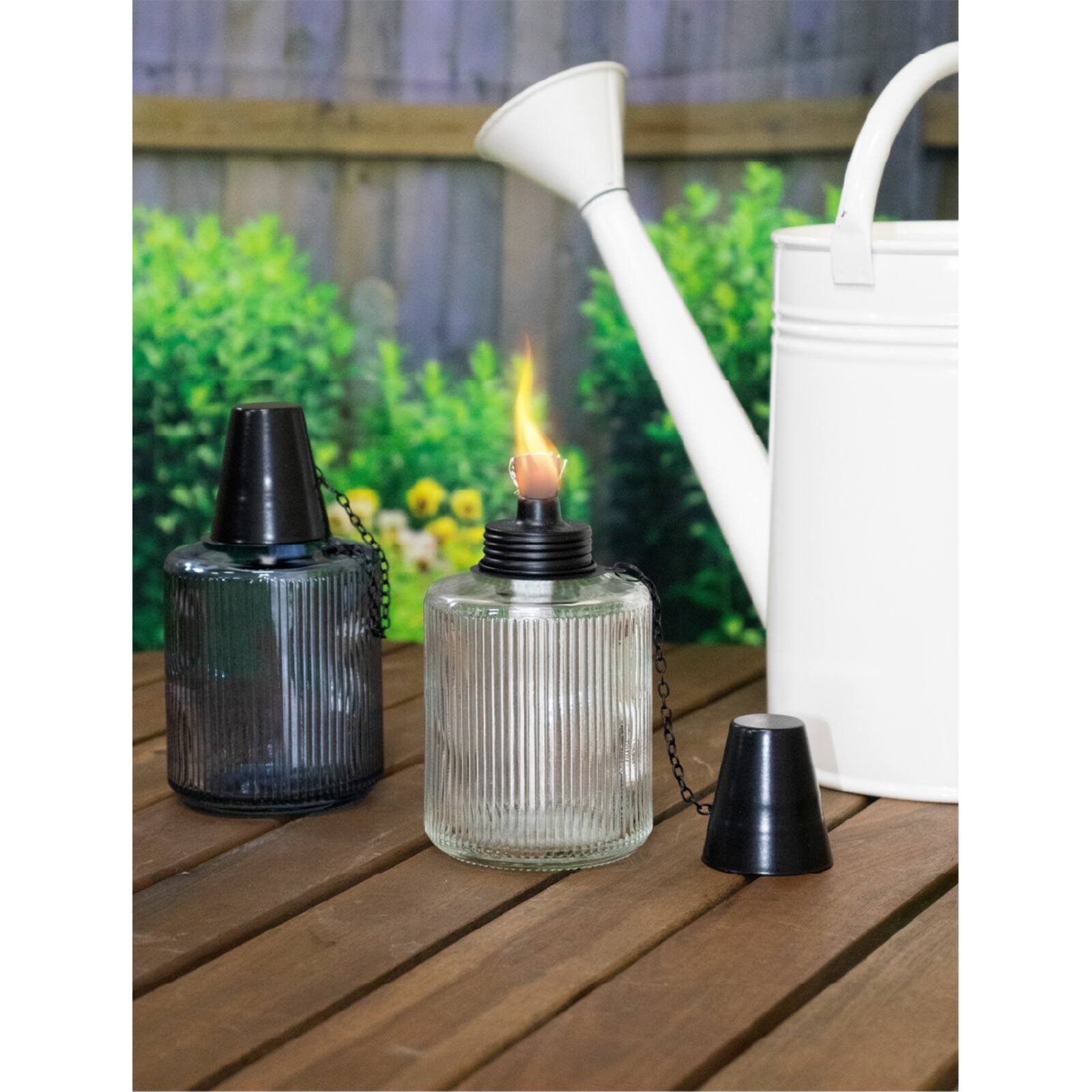 Patio Essentials 6&#x22; Ribbed Glass Tabletop Torch