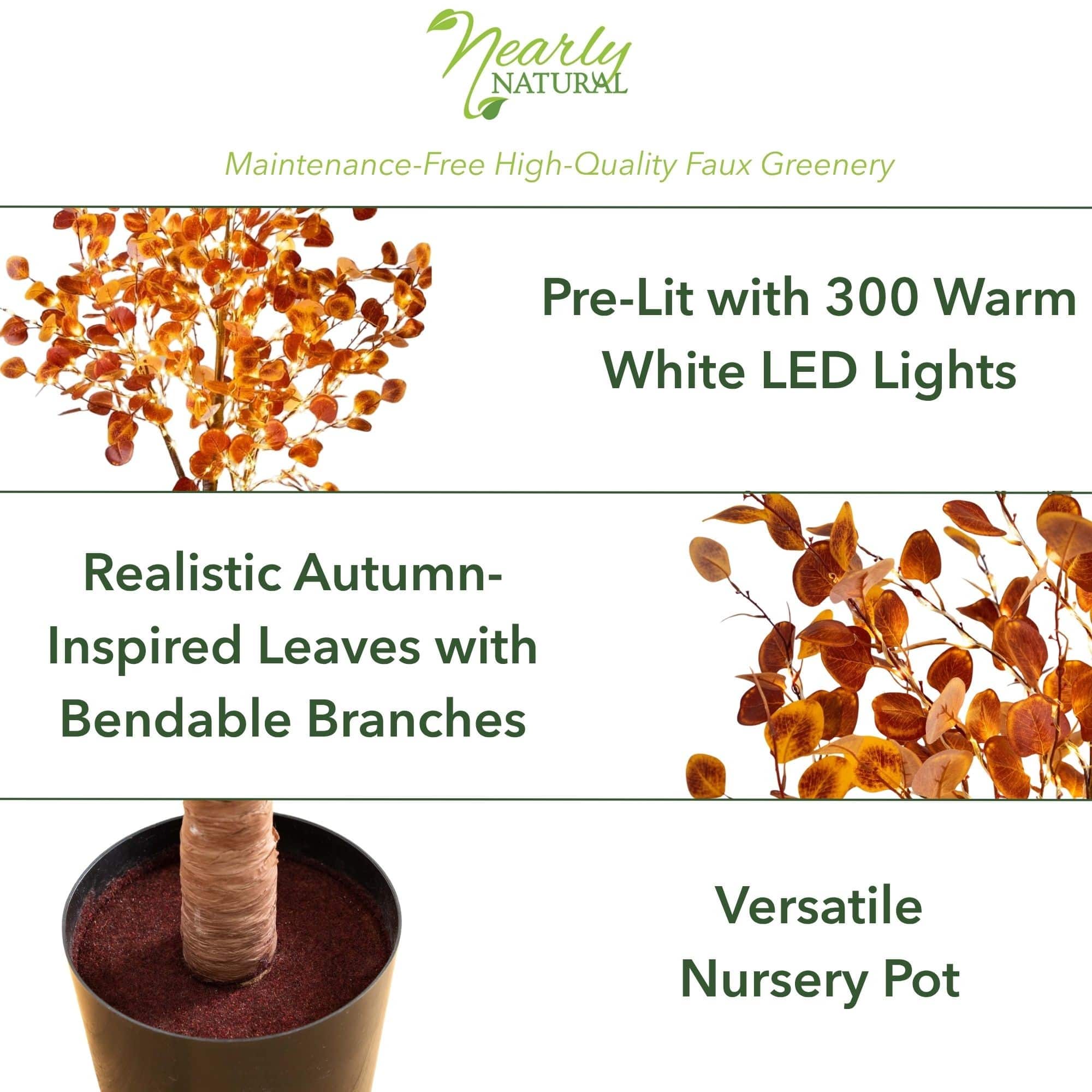 6ft. Pre-Lit LED Autumn Eucalyptus Artificial Fall Tree