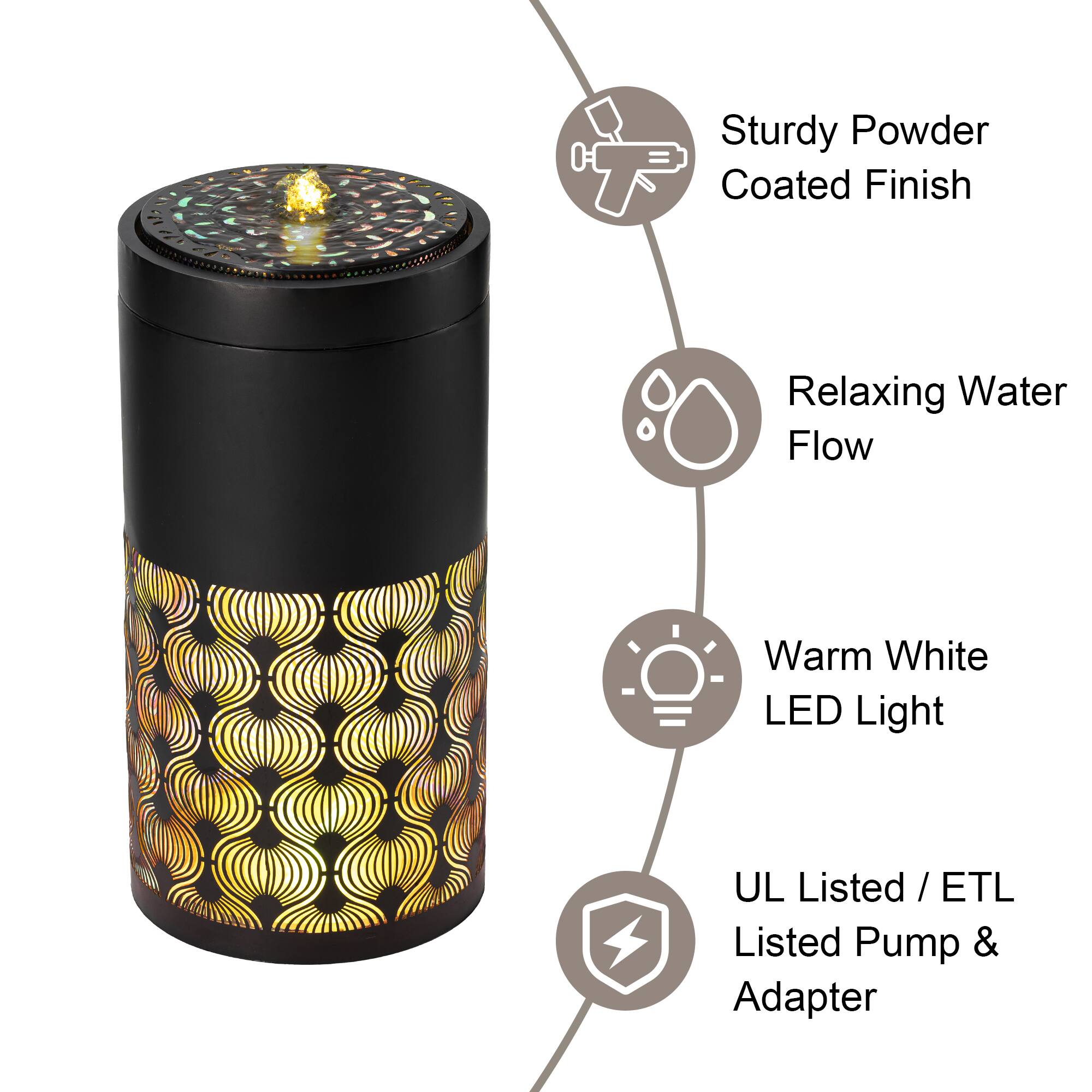 Glitzhome&#xAE; 24&#x22; Metal LED Cutout Pattern Outdoor Fountain