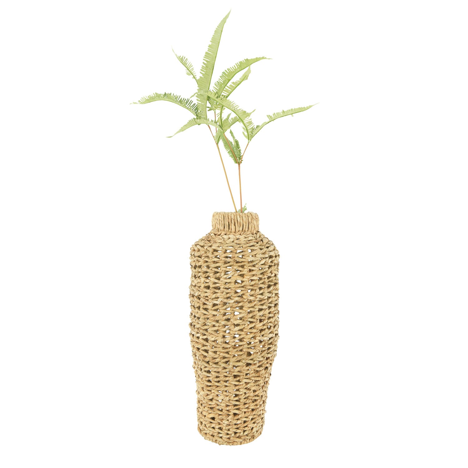 22&#x22; Handwoven Water Hyacinth &#x26; Rattan Floor Vase