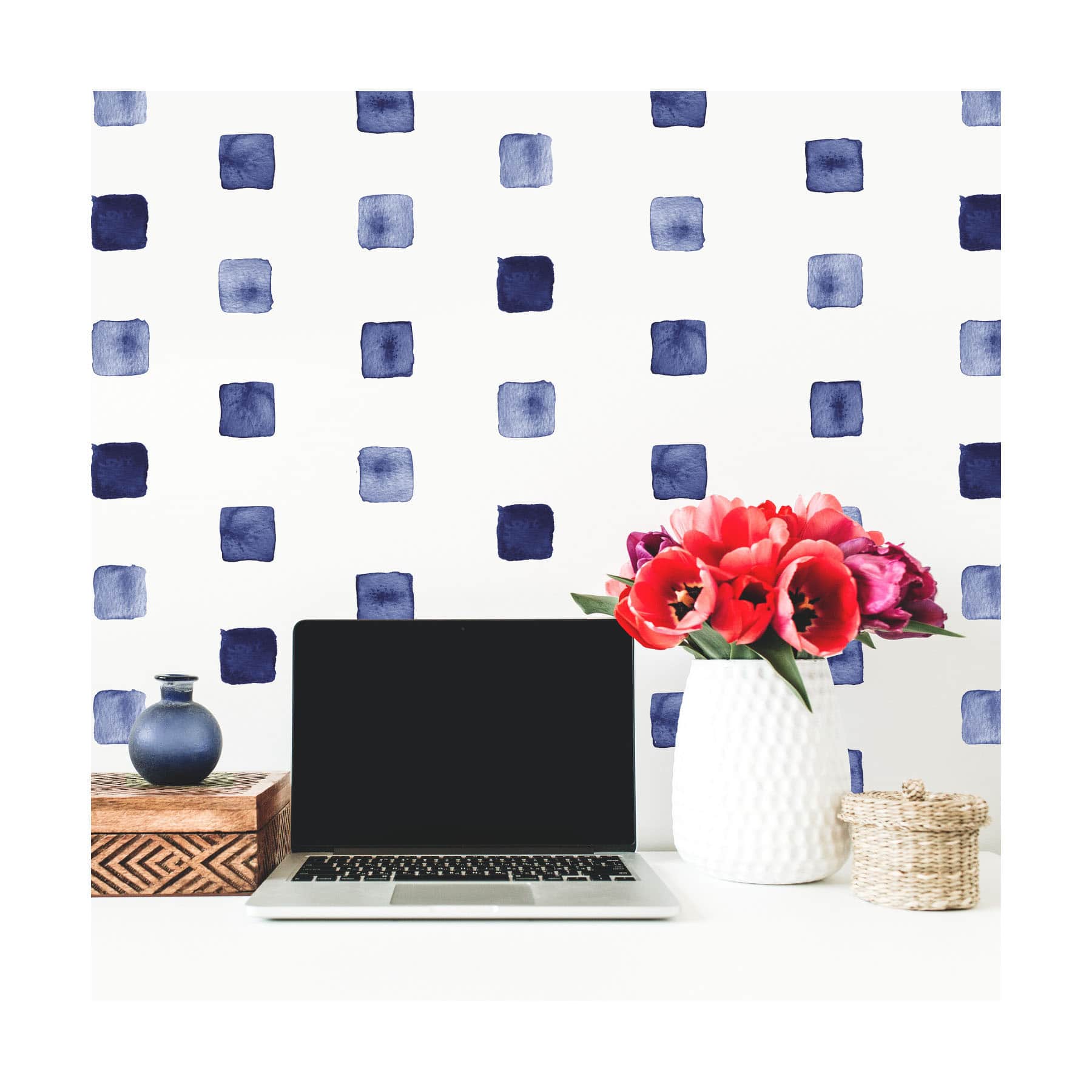 RoomMates Blue Watercolor Blocks Peel & Stick Wall Decals