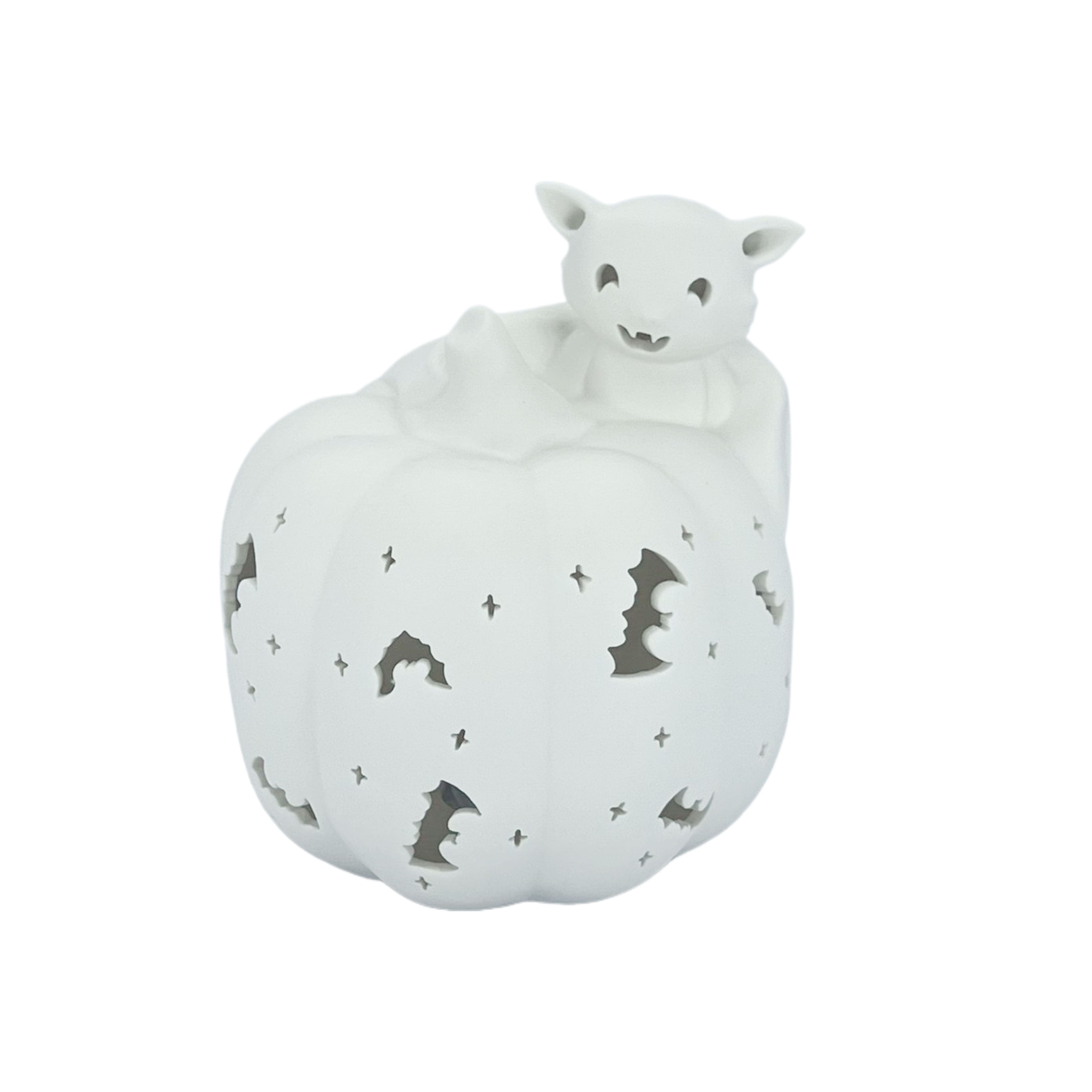 6.75&#x22; DIY Ceramic LED Pumpkin &#x26; Bat D&#xE9;cor by Make Market&#xAE;