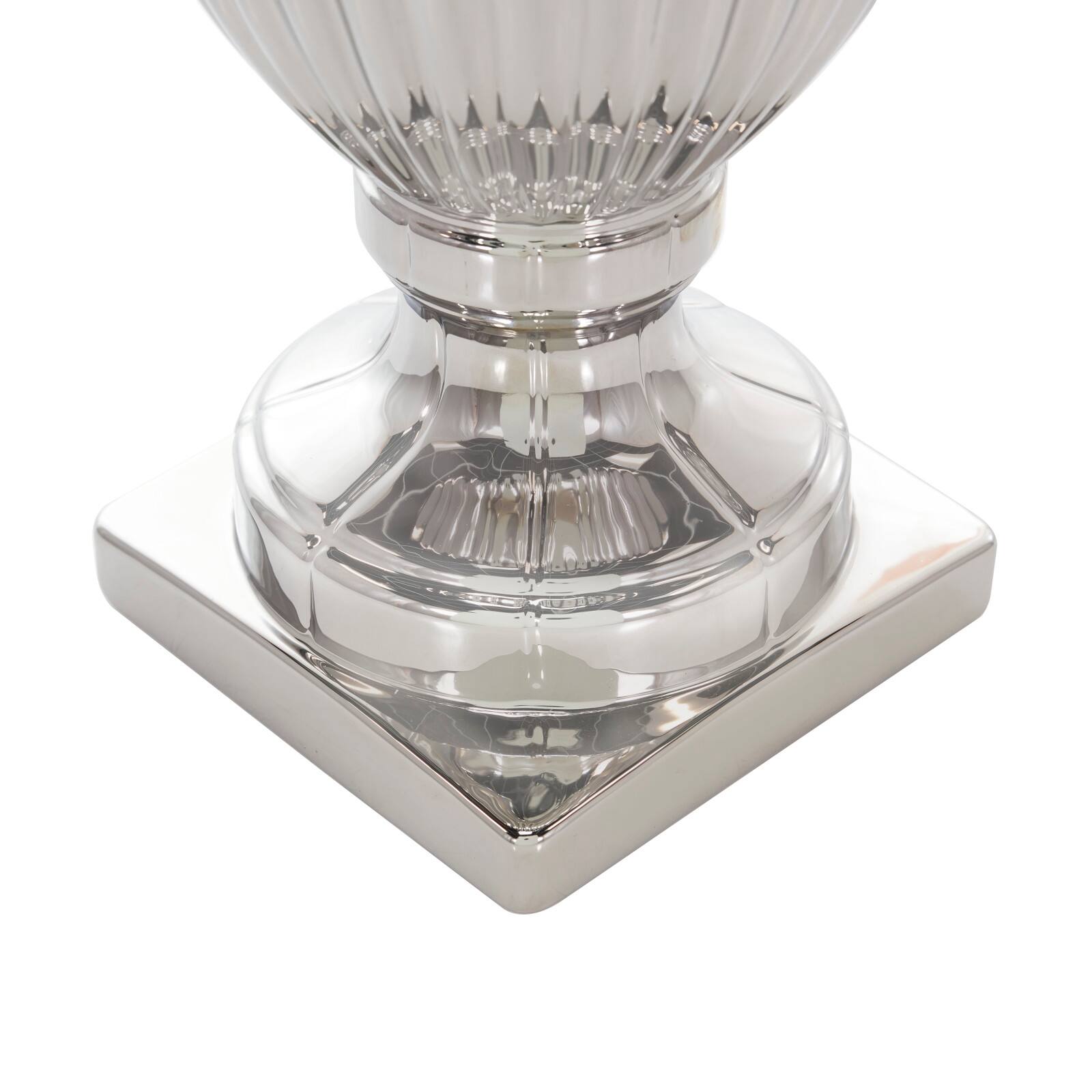 Silver Ceramic Decorative Jars with Grooves